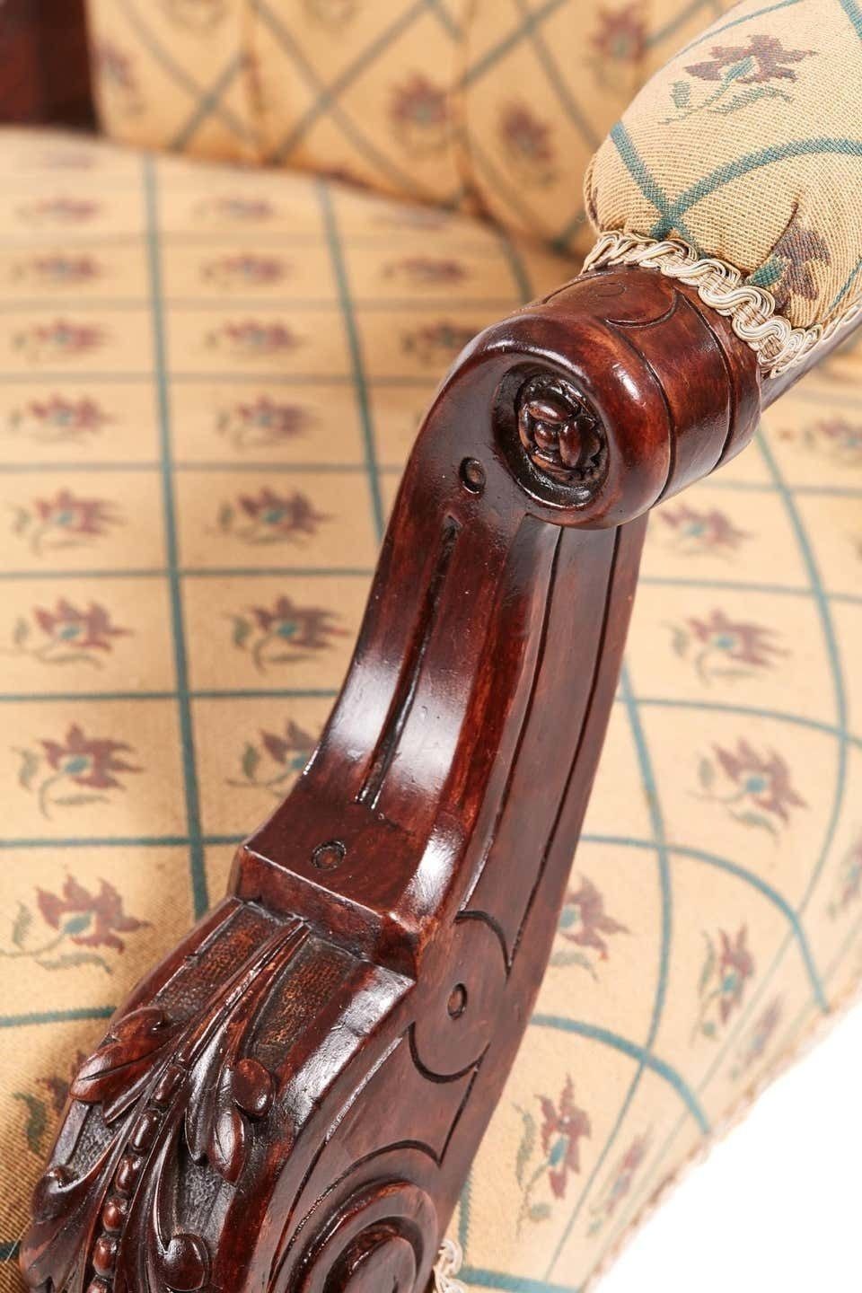 Victorian Carved Walnut Turned Leg Armchair photo vintage
