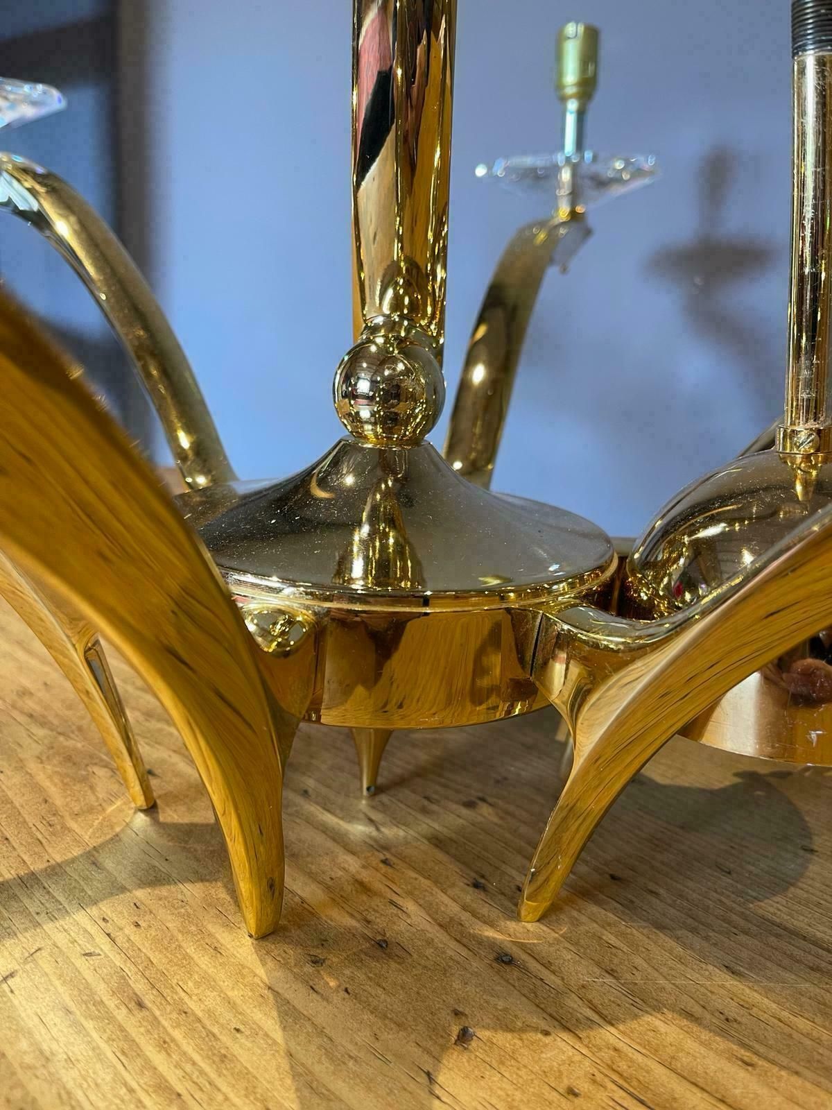 Price Reduced: 2 Matching Gold Color Metal And Crystal Contemporary Chandeliers photo Lighting