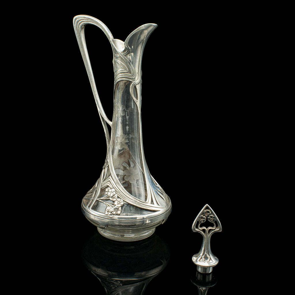 Antique Art Nouveau Decanter, German, Decorative, Spirit Ewer, Victorian, C.1900