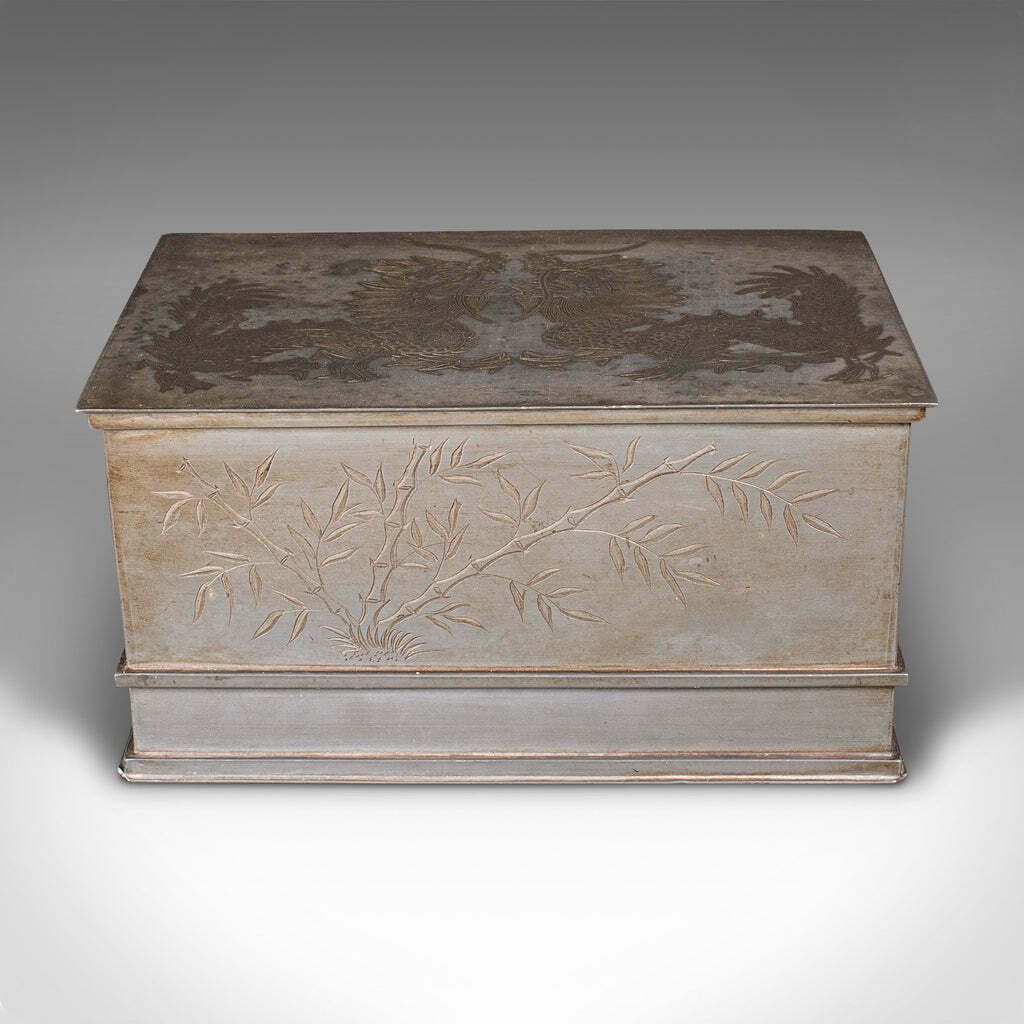 Vintage Hotel Tea Chest, Chinese, Pewter Alloy, Chá Caddy, Art Deco, Circa 1930 photo Home Decor