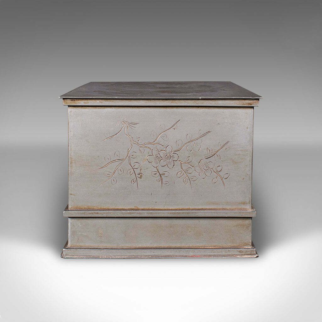 Vintage Hotel Tea Chest, Chinese, Pewter Alloy, Chá Caddy, Art Deco, Circa 1930 photo buy