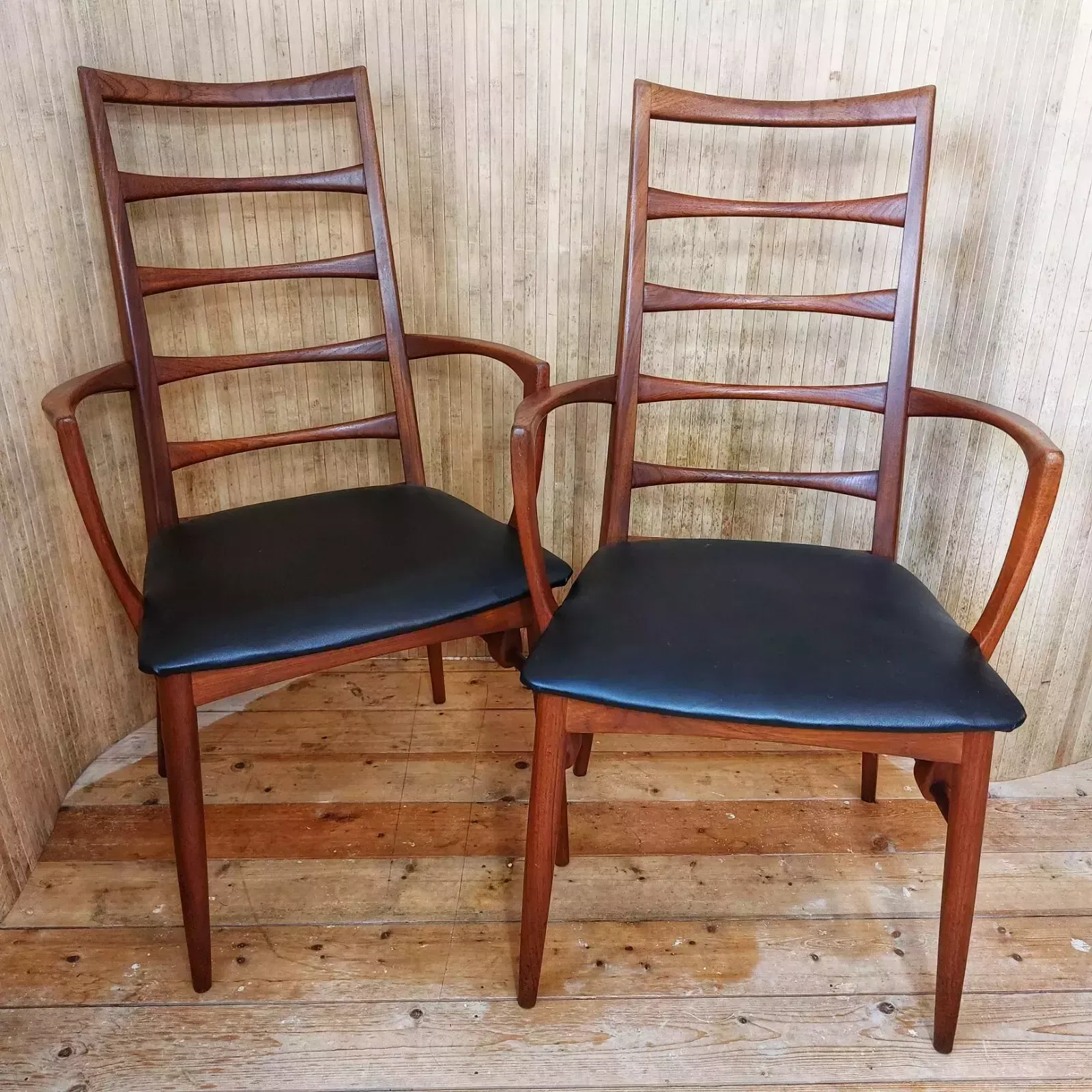 Fab Mid Century Danish 1960s Niels Koefoed Hornslet Lis Teak Chairs  2 Available