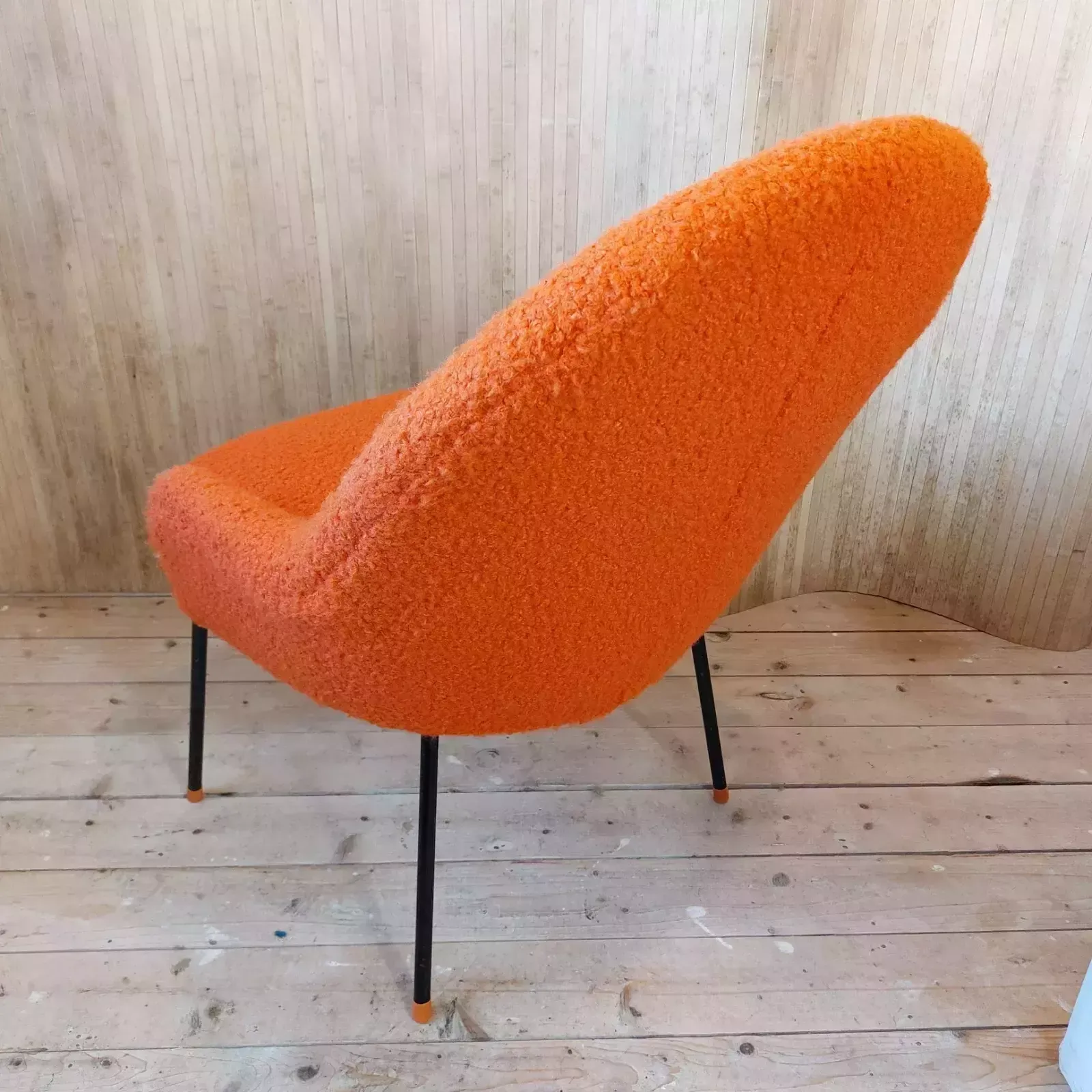 Fab Vintage Mid Century Teak Toothill Style Side Tub Chair Neon Orange Boucle photo buy