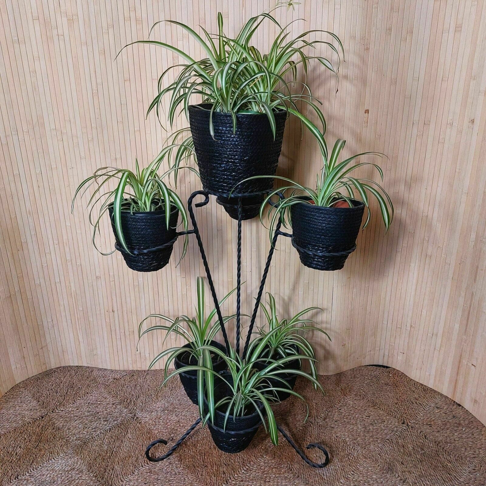 Fab Vintage Retro Mid Century 50s 60s French Wrought Iron Multi Pot Plant Stand