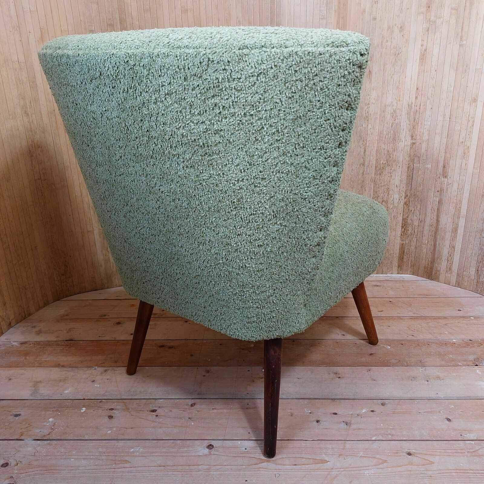 photo for sale Fab Vintage Mid Century German Bartholomew Cocktail Chair Lime Green Boucle