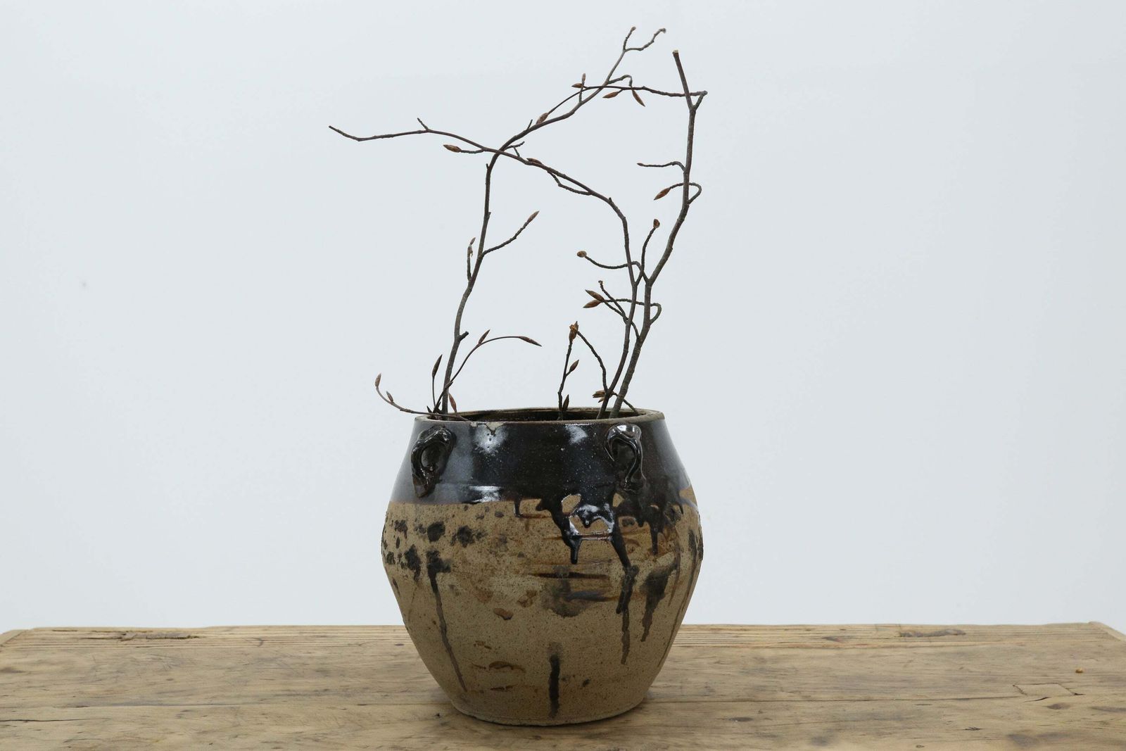Half Glazed Chinese Kitchen Storage Jar (1)