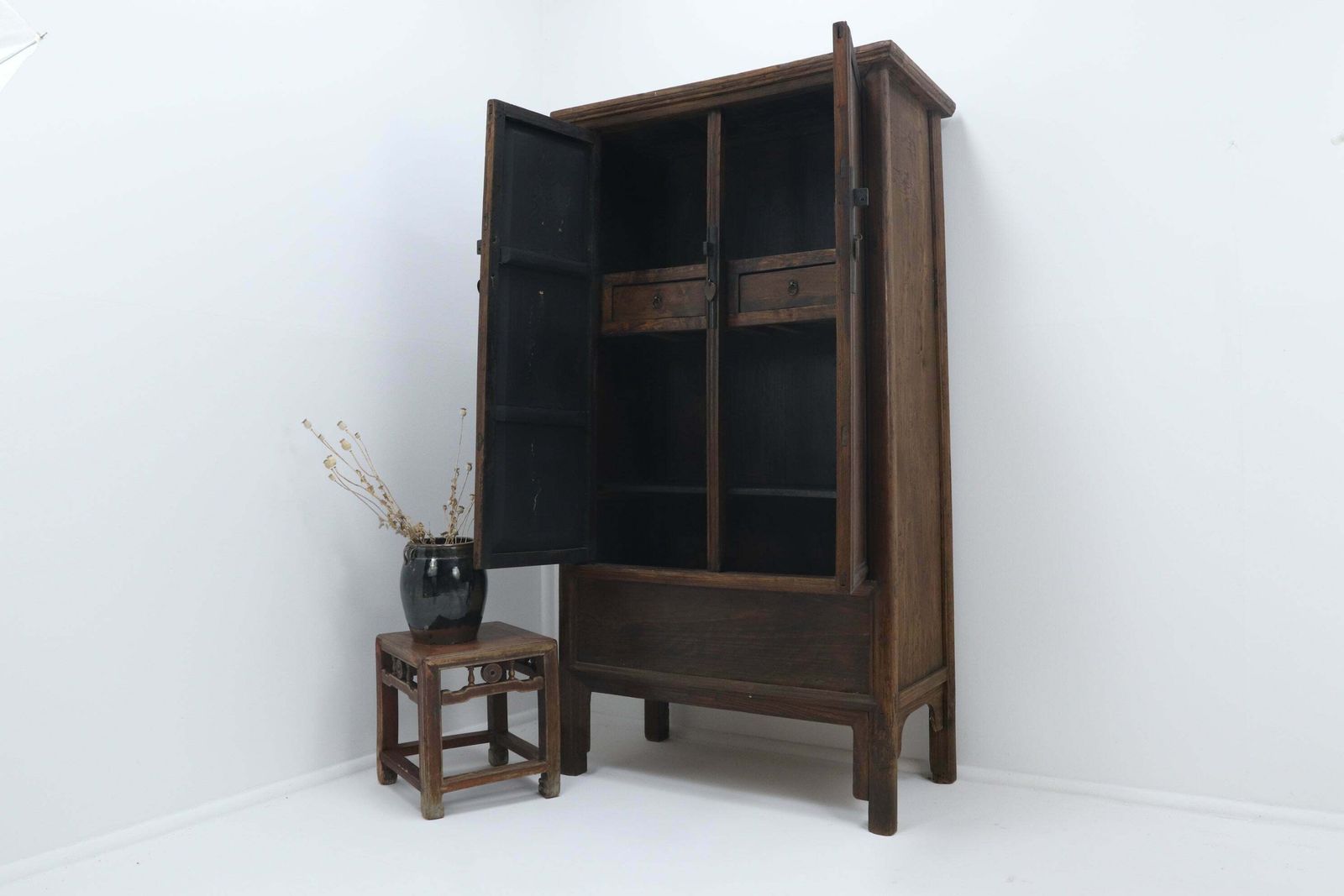 19th Century Chinese Red Elm Taper Cabinet From Shandong photo for sale