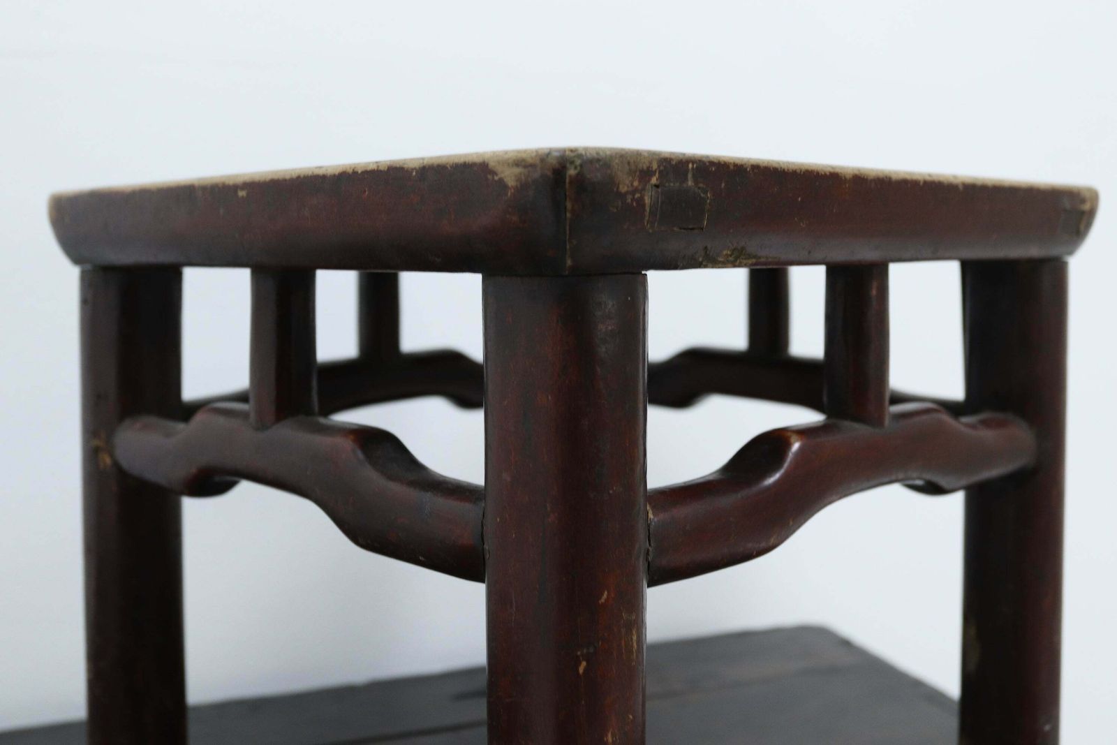 Small Chinese Wooden Stool With Bamboo Seat   C19th (4) photo 85.0