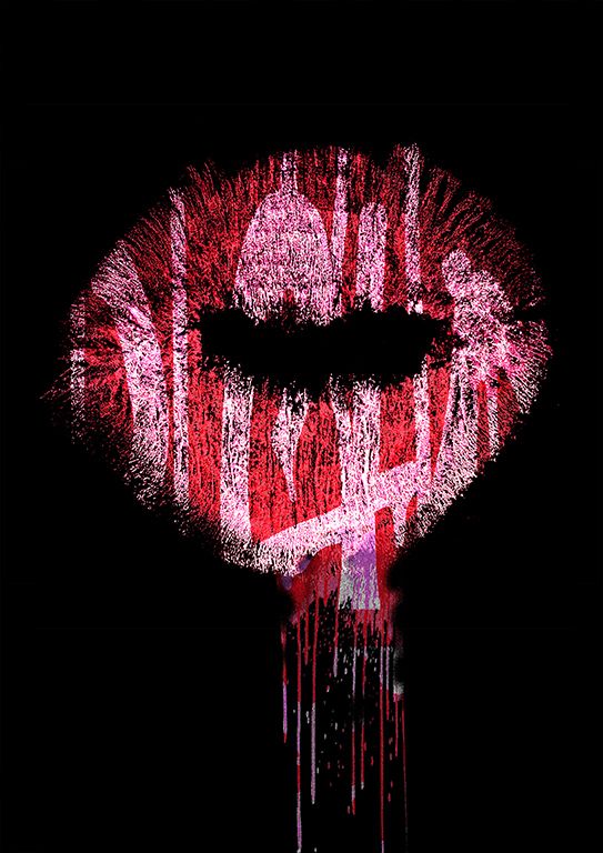Lipstick Boy Red Lip Art, Graffiti Print A1 photo Art