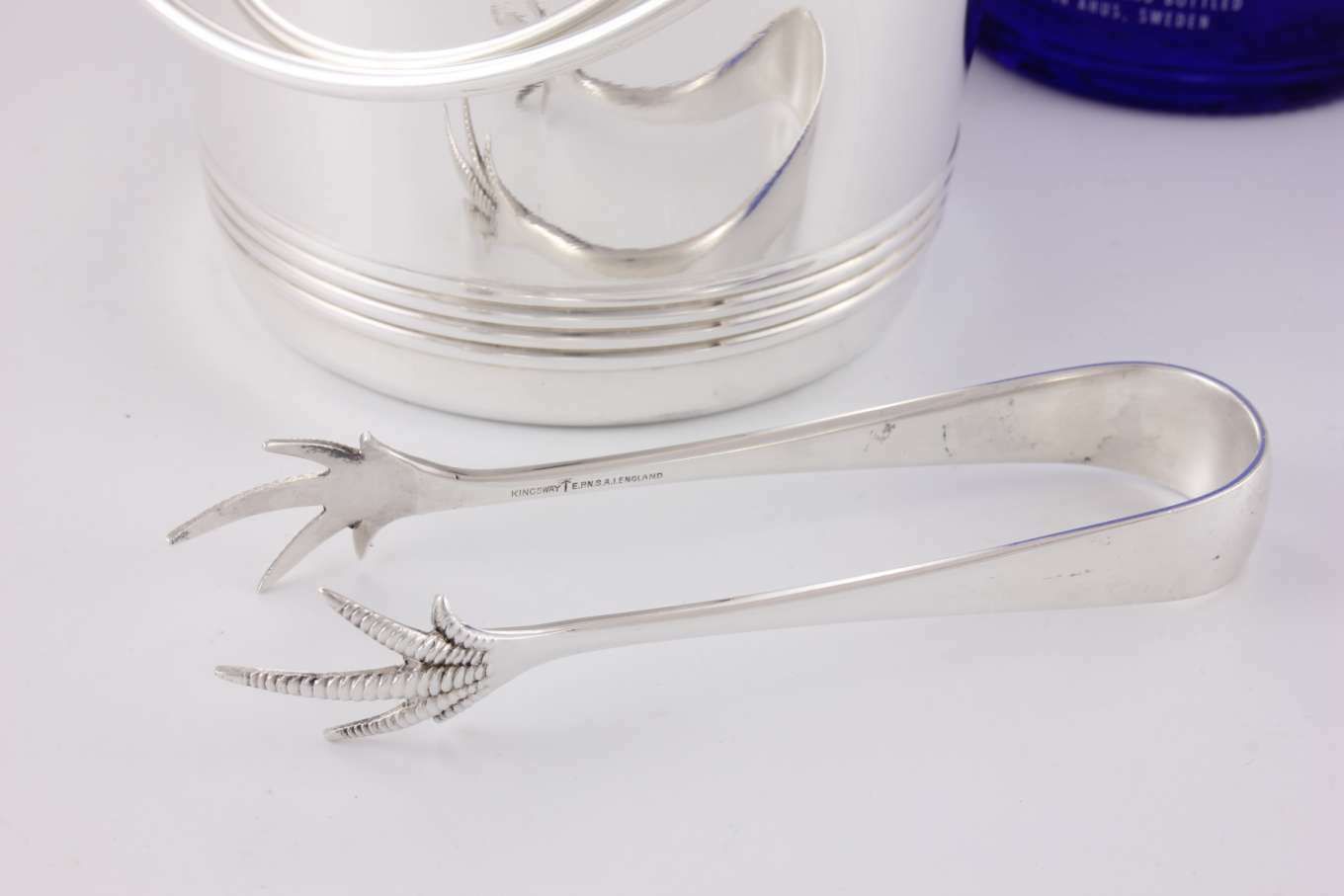 Christofle Gallia France Silver Plate Ice Bucket Pail With Ice Tongs. photo buy