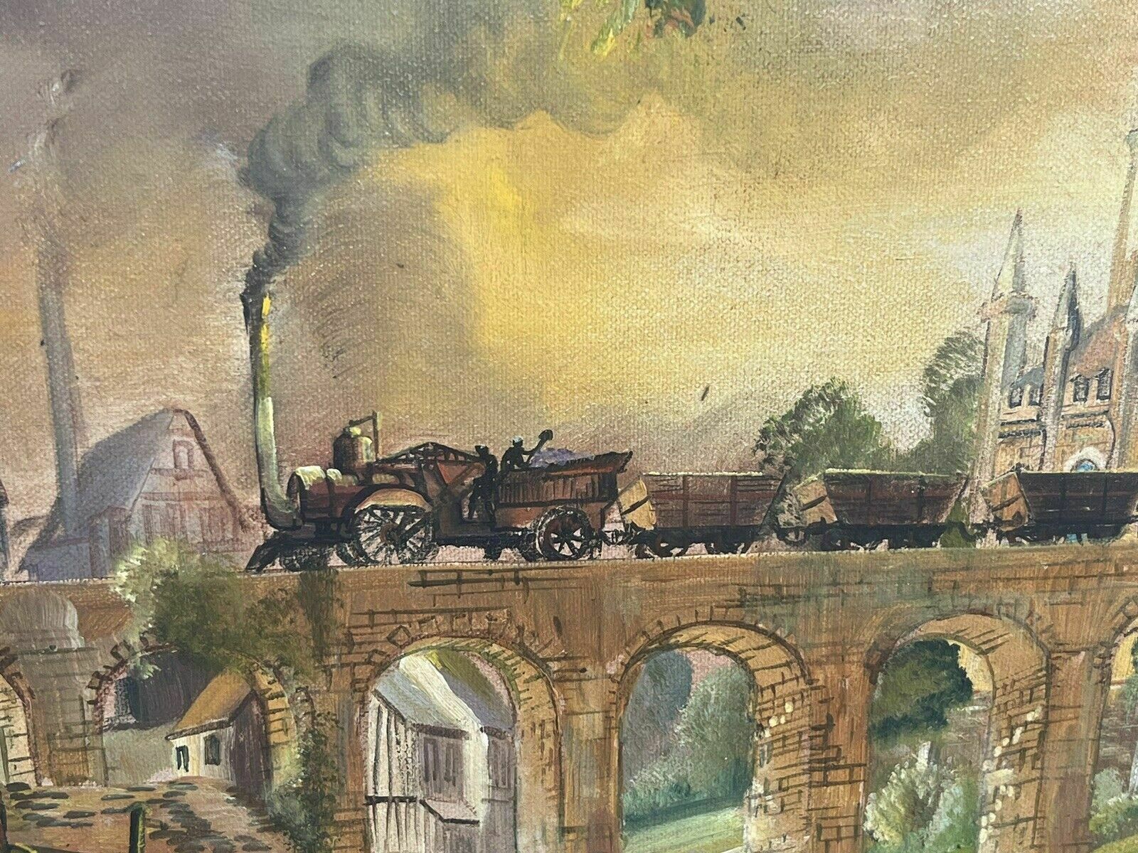 Middleton Railway, Leeds, Industrial Revolution Oil Painting, Highly Detailed. photo Art