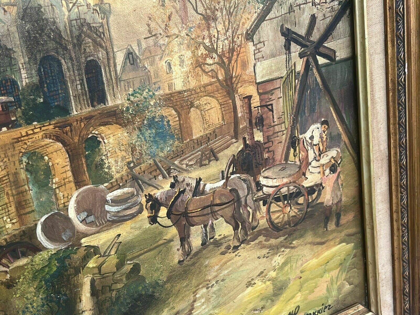 Middleton Railway, Leeds, Industrial Revolution Oil Painting, Highly Detailed. photo vintage