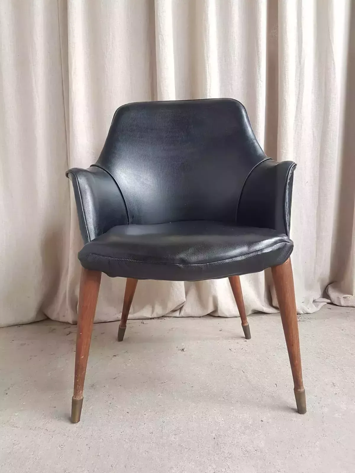 Vtg Mid Century Vinyl Leather Cocktail Chair Retro Danish Italian Design R536 photo 207.0