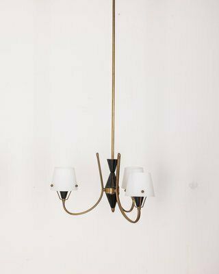 Vintage Italian Chandelier With Three Lights In Glass, 1950s photo furniture