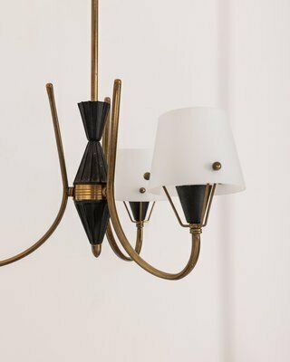 Vintage Italian Chandelier With Three Lights In Glass, 1950s photo buy