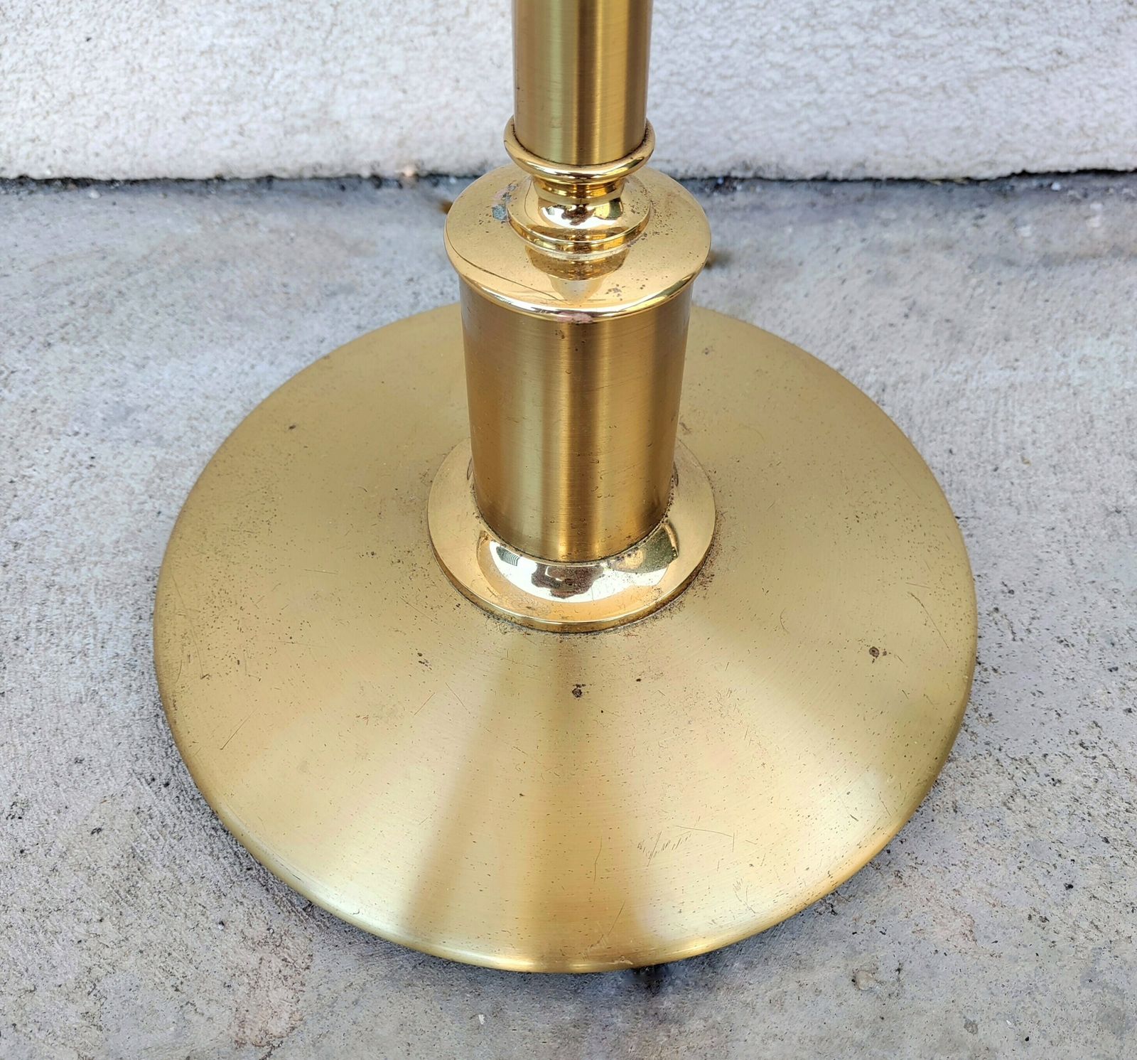 Mid Century Modern Floor Lamp Done In Brass With Capiz Shell Shade // Made In West Germany In 1970s photo 900.0