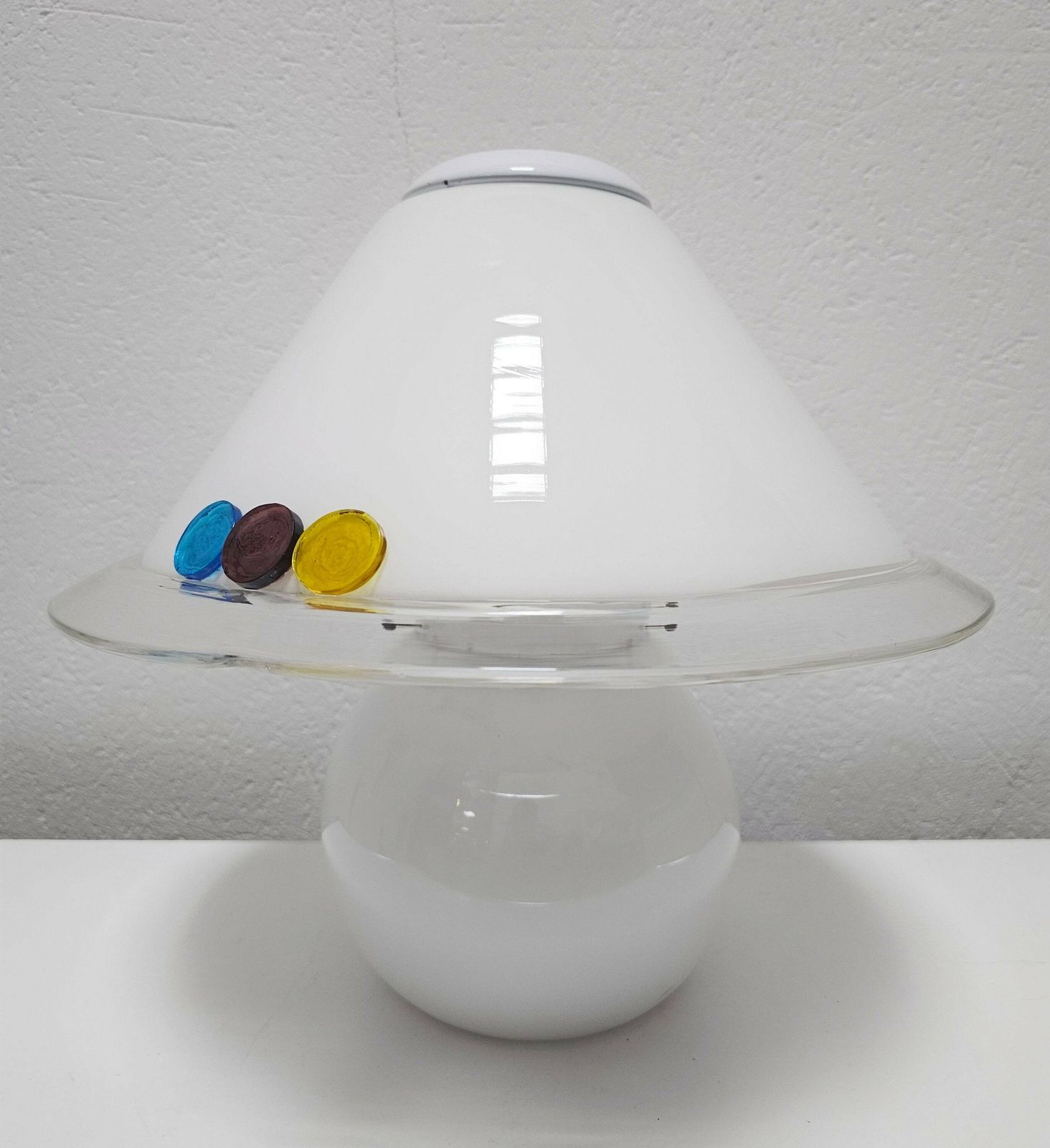 Mid Century Modern Murano Glass Mushroom Shaped Table Lamp // Made In Italy In 1970s photo furniture