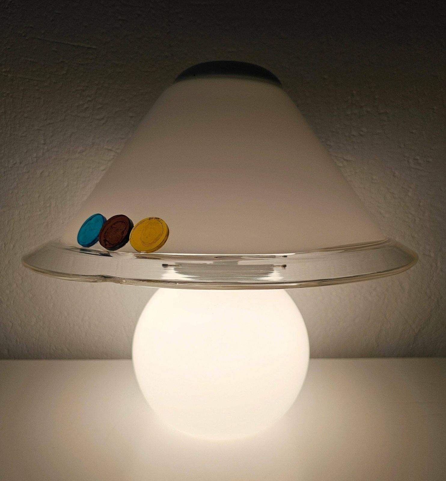 Mid Century Modern Murano Glass Mushroom Shaped Table Lamp // Made In Italy In 1970s photo Lighting