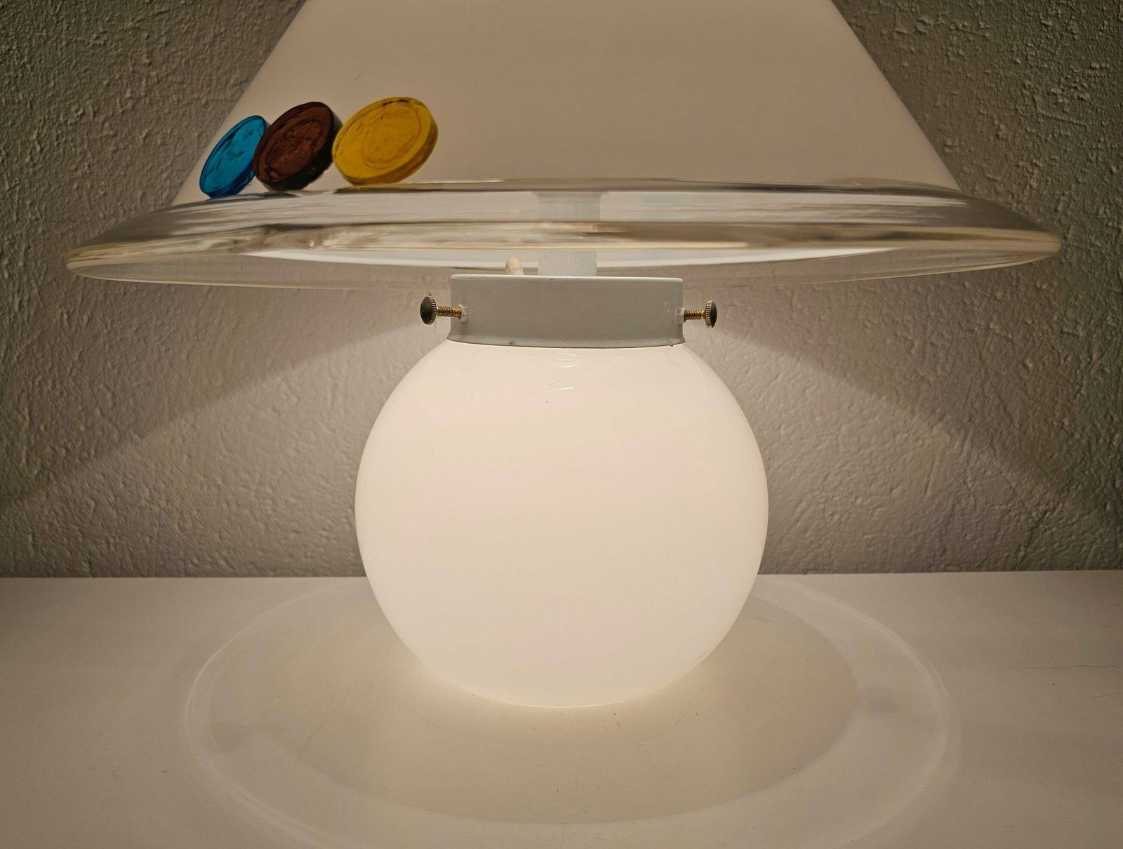 photo for sale Mid Century Modern Murano Glass Mushroom Shaped Table Lamp // Made In Italy In 1970s