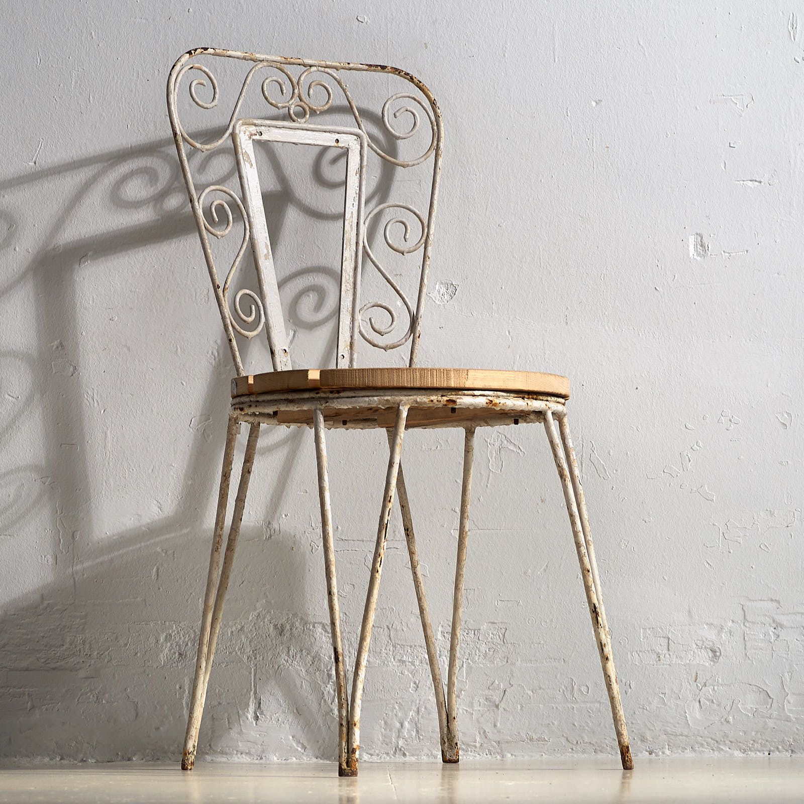 photo for sale Antique Outdoor Chairs In White (C.1920). Set Of 4 Pieces