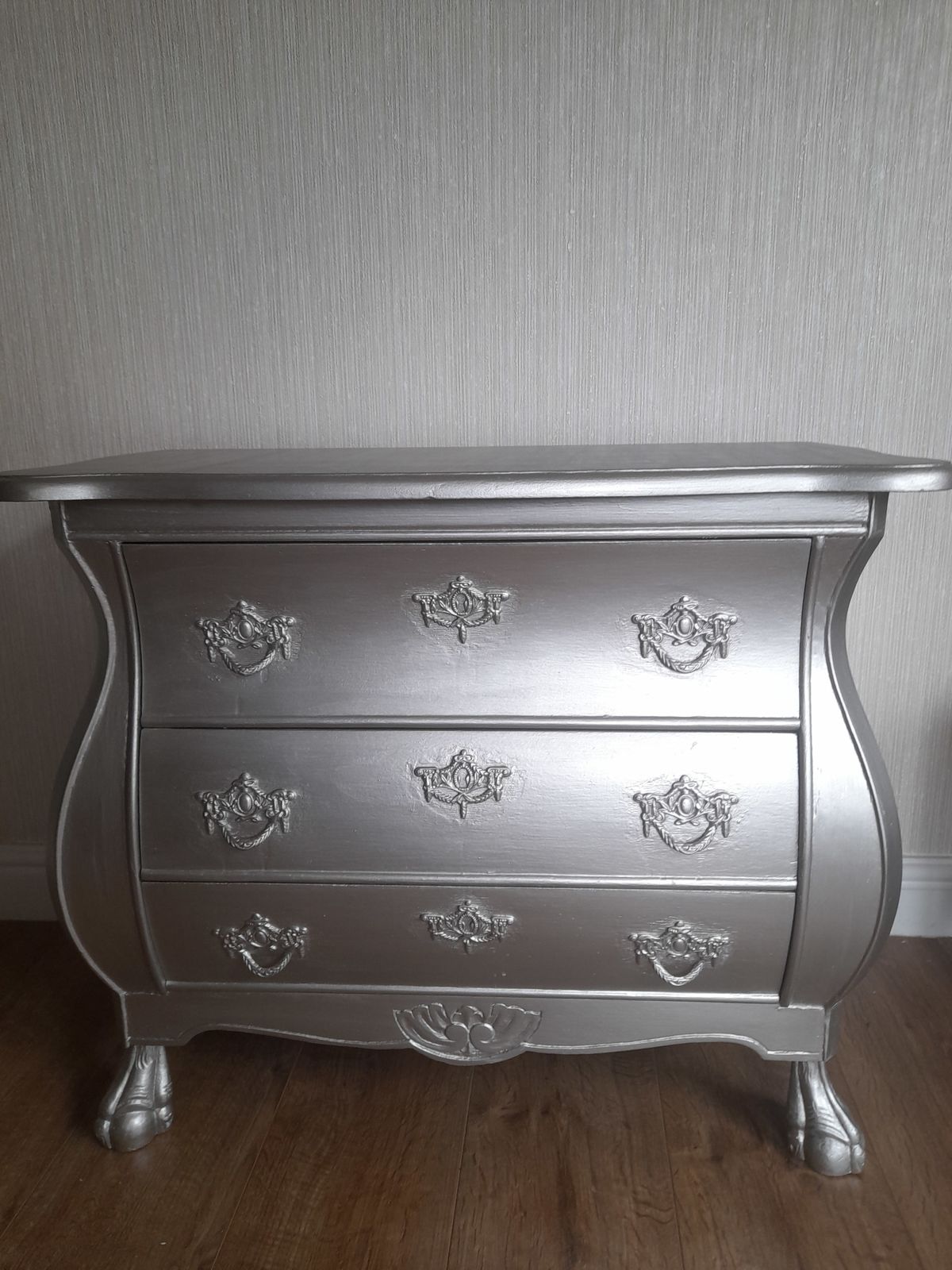 Stunning French Bombe Chest. Hand Finished In Vintage Champagne photo for sale