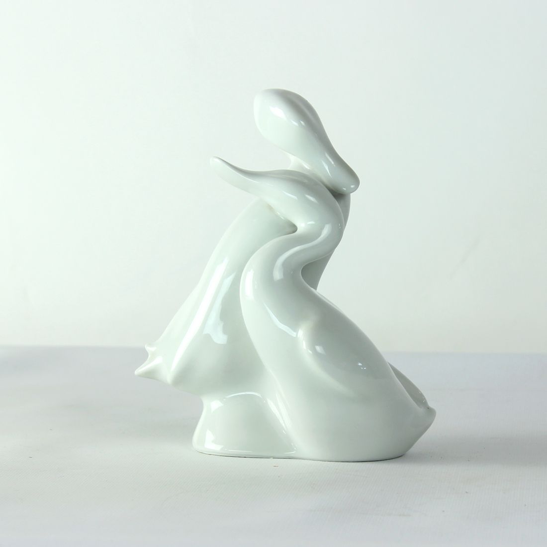 White Midcentury Porcelain Statue Of Love Ducks, Royal Dux Czechoslovakia photo for sale