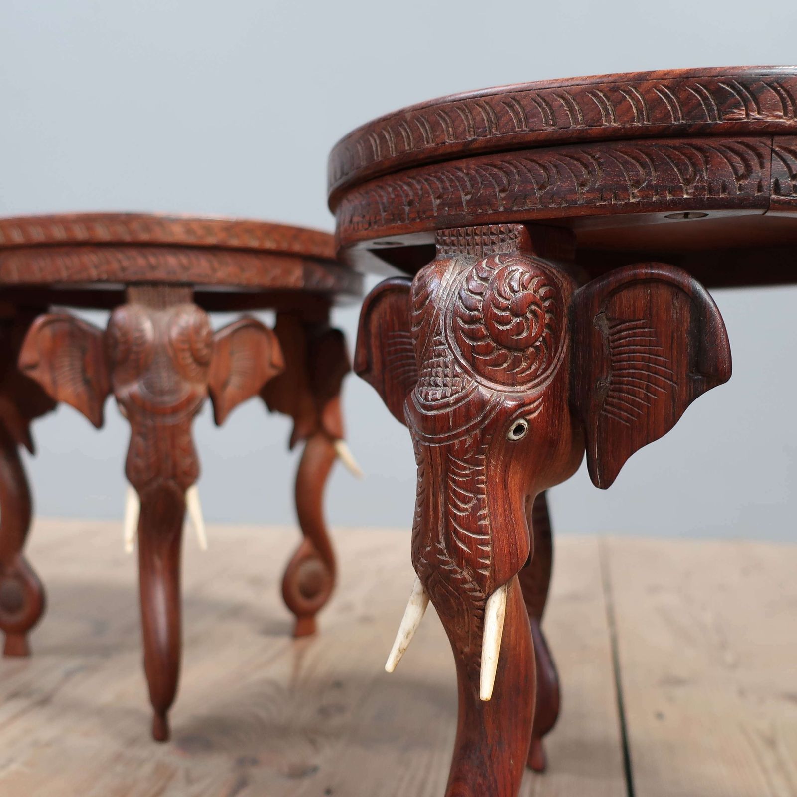 Pair Of Diminutive Anglo Indian Elephant Tables photo furniture