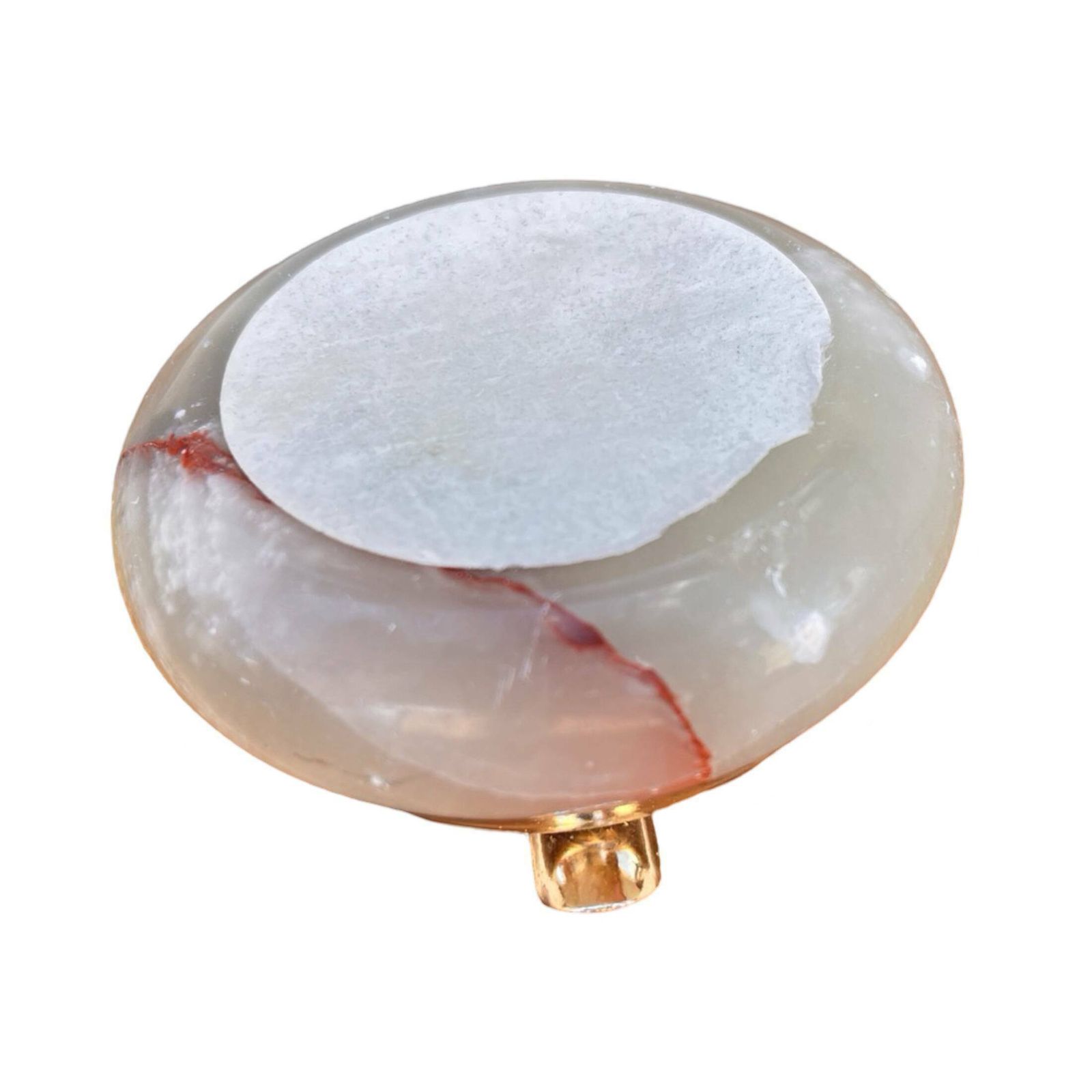 Small Alabaster Ashtray With Brass Fittings, Italy, 1970s. photo vinterior