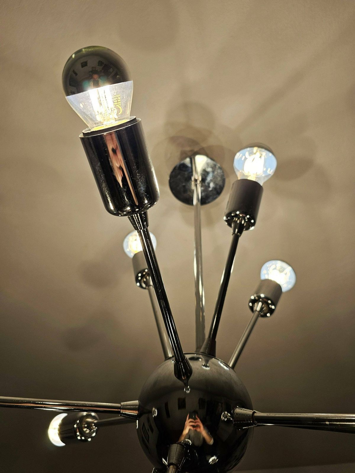 12 Arm Sputnik Chandelier Done In Chrome // Made In Austria In 1980s photo Lighting