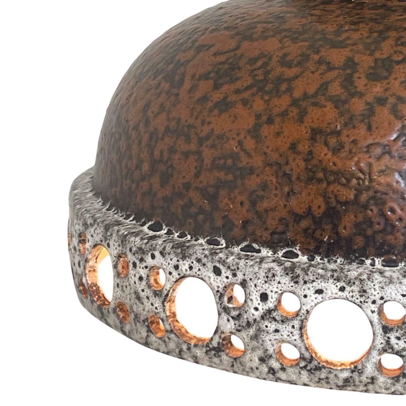 photo furniture Fat Lava   Ufo Shaped Ceramic Hanging Pedant   Midcentury   Germany   Boho   Brown   Mounted On Extendable Power Cord   Multiple In Stock