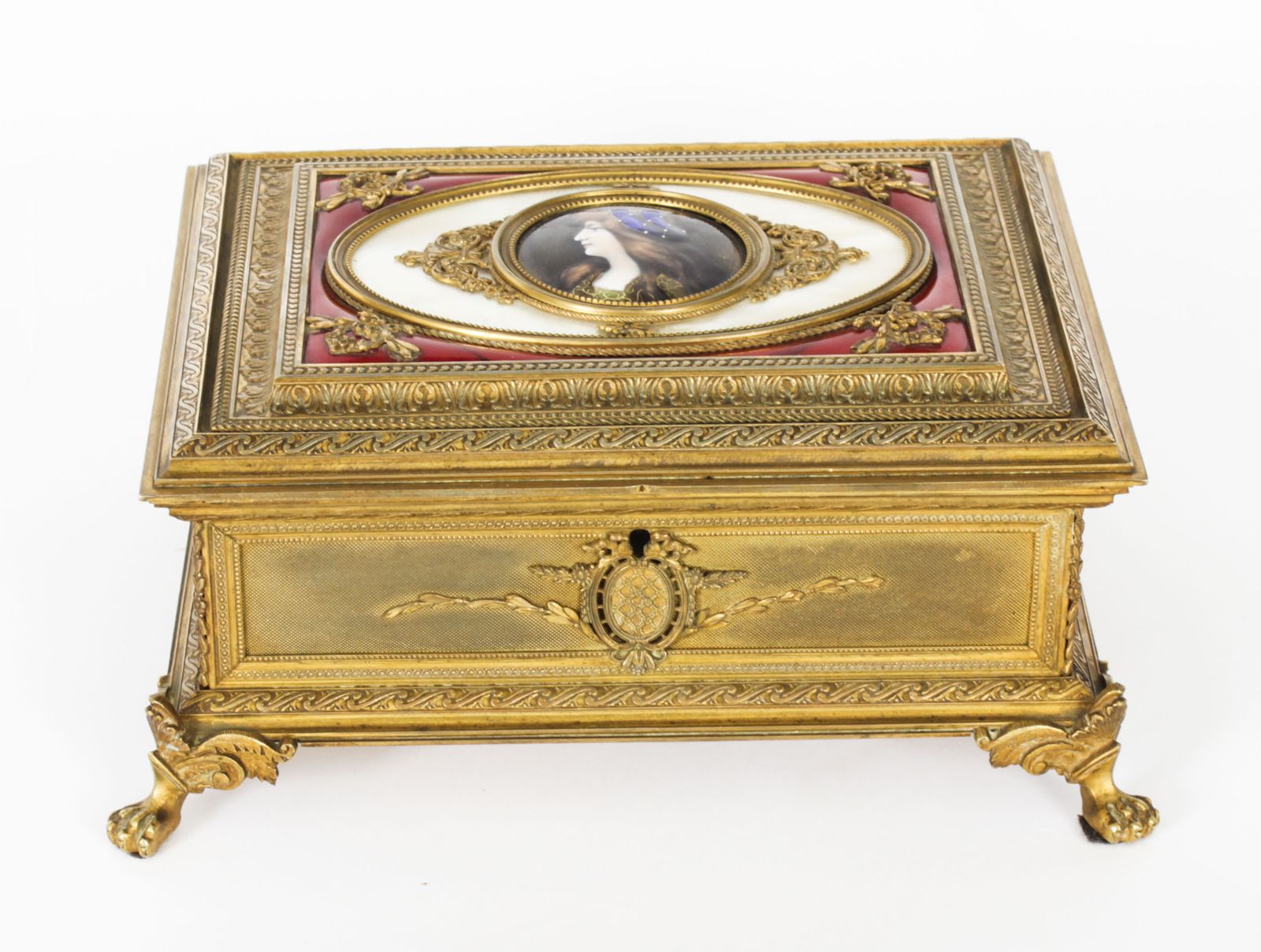 Antique Gilt Bronze Jewellery Casket  C.1870 19th Century photo for sale