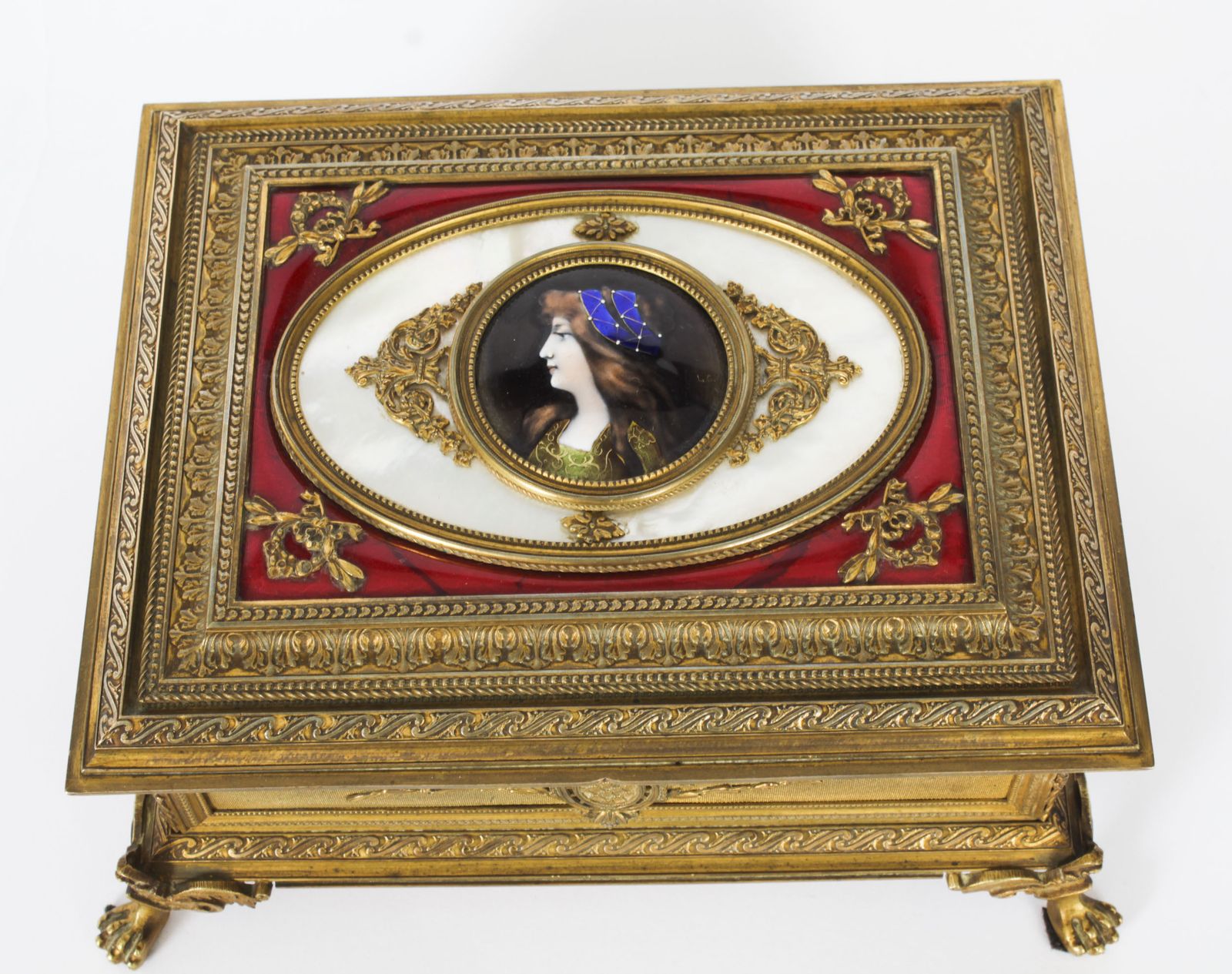 Antique Gilt Bronze Jewellery Casket  C.1870 19th Century photo vintage