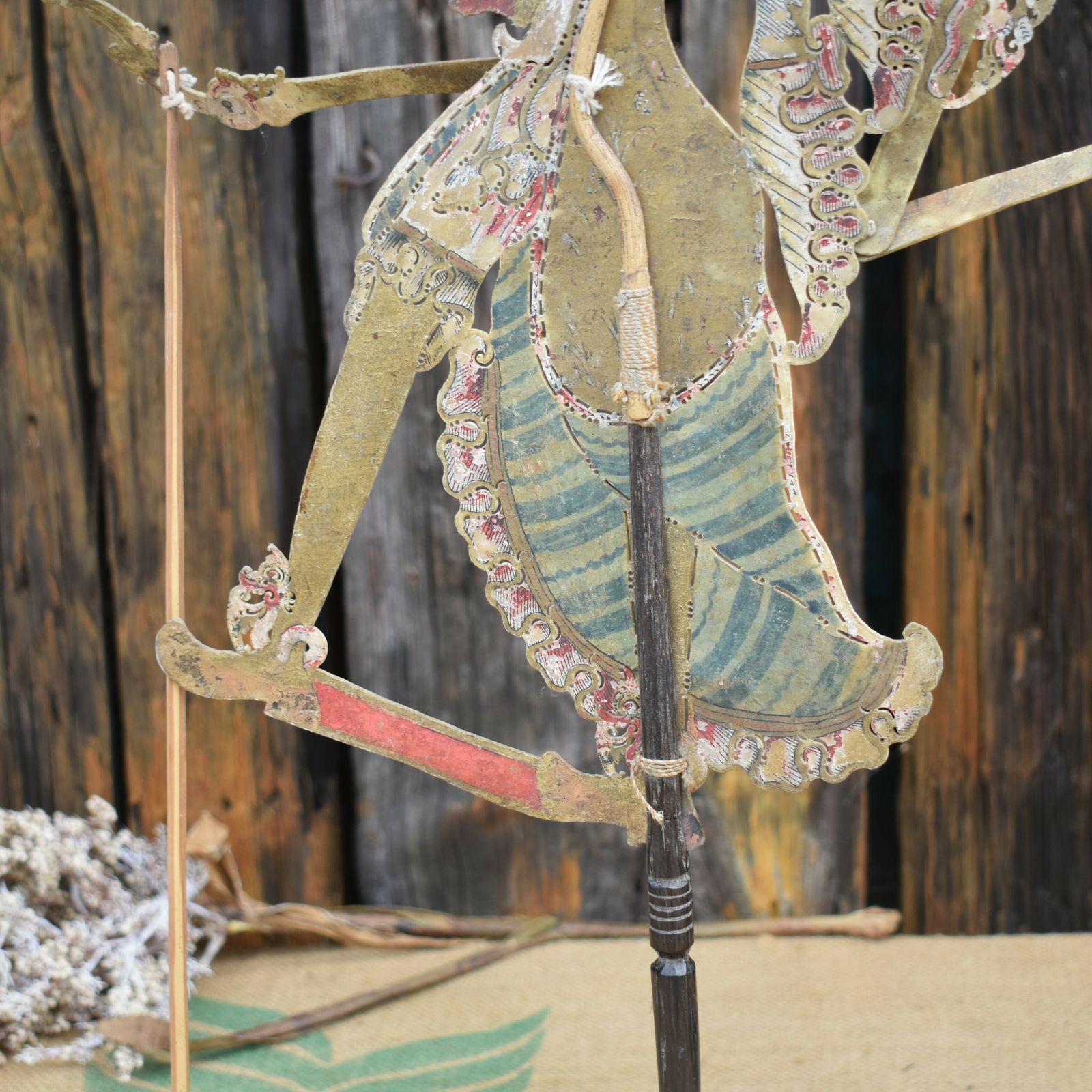 photo furniture Antique Early 1900's Wayang Kulit Rama Indonesian Leather Shadow Puppet Stand