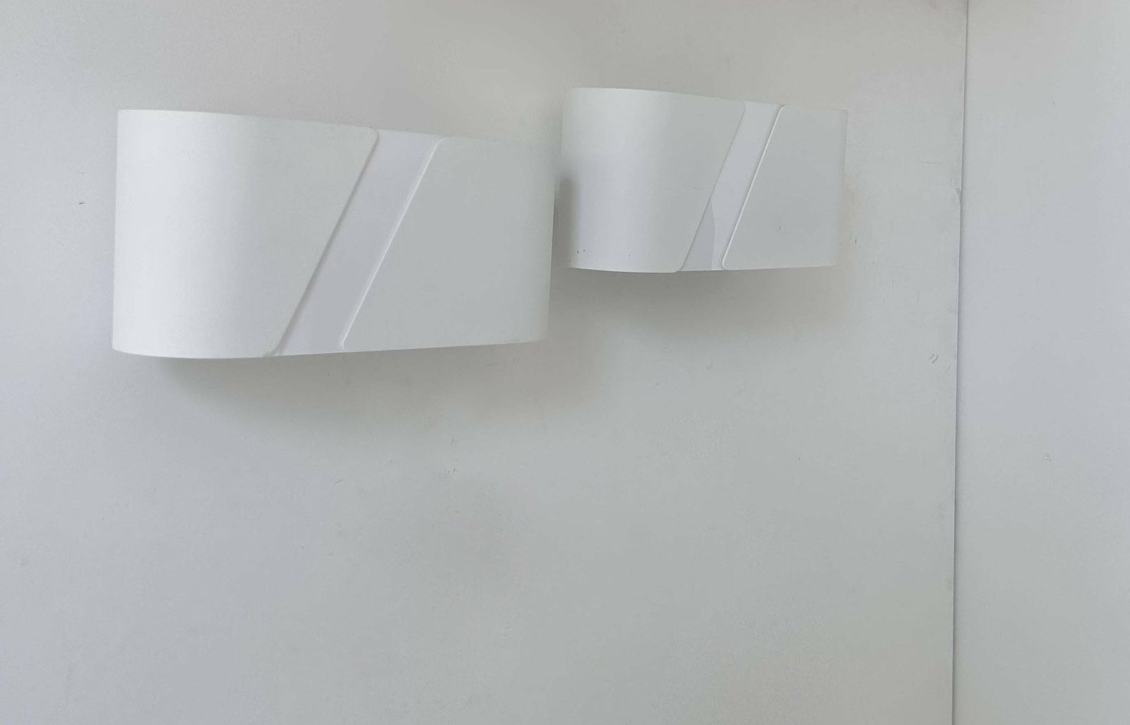 Pair Of Matt White Metal And Perspex Wall Lights, Holland 1980 photo furniture