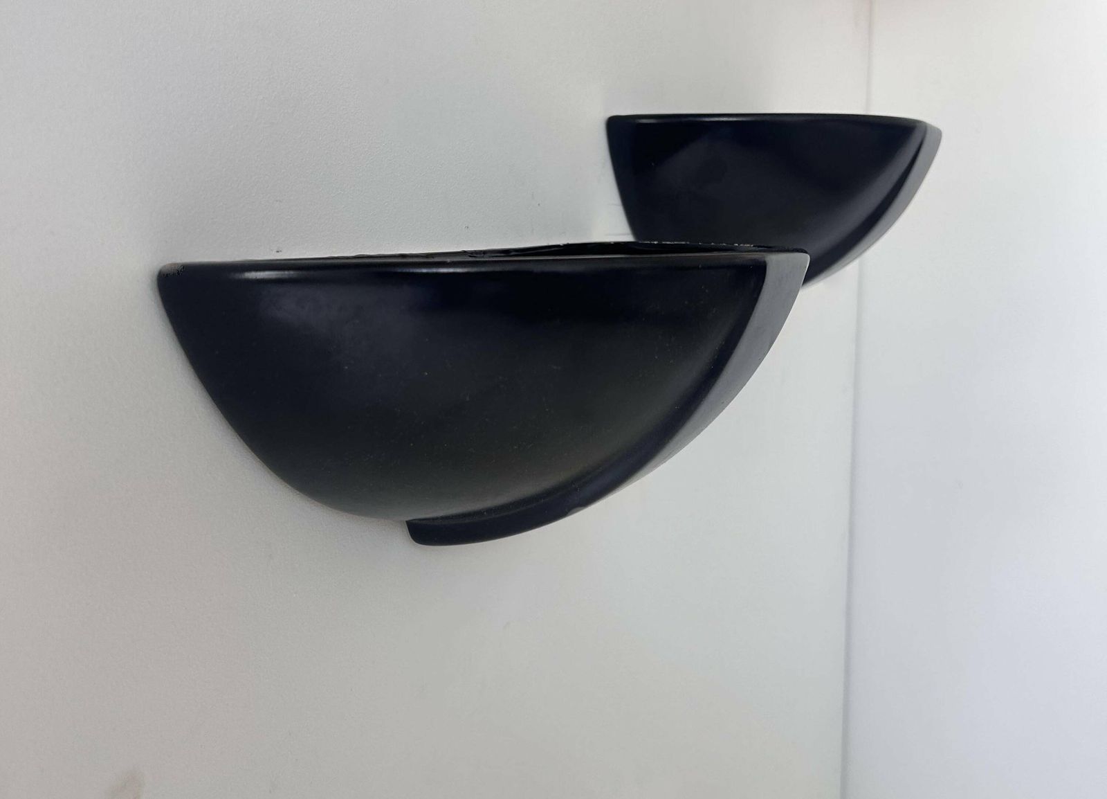 Pair Of Vintage Wall Lights, Black Porcelain, France 1970 photo 326.0