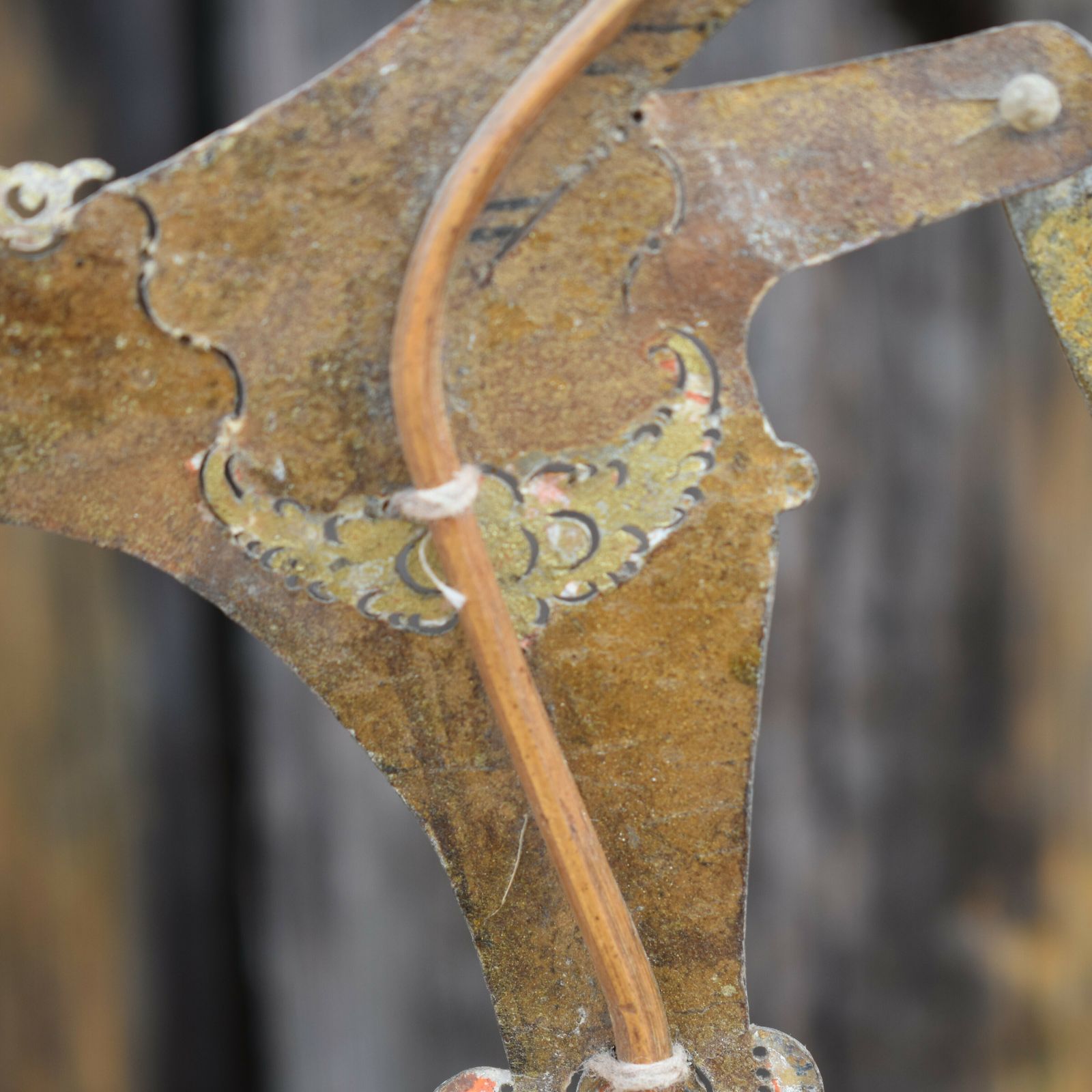 Antique Early 1900's Wayang Kulit Sita Indonesian Leather Shadow Puppet Stand photo vintage