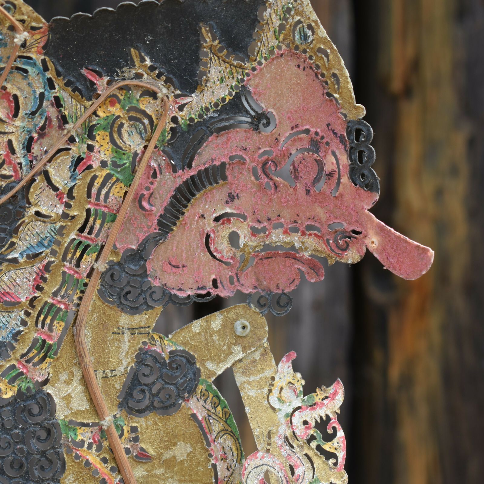 Antique Early 1900's Wayang Kulit Ravana Indonesian Leather Shadow Puppet photo for sale