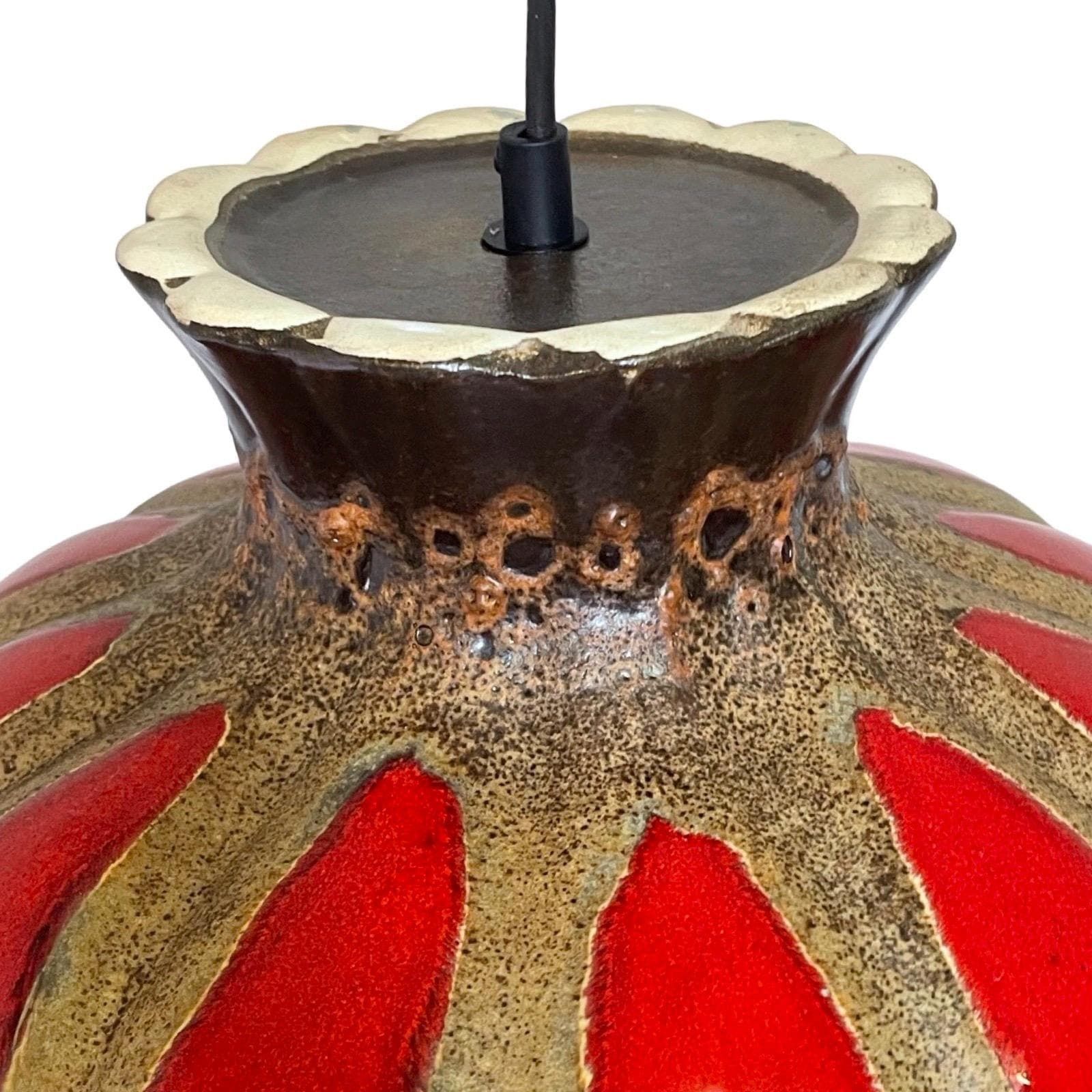 Fat Lava   Ufo Shaped Ceramic Hanging Pedant   Midcentury   Germany   Boho   Red And Beige photo 194.0