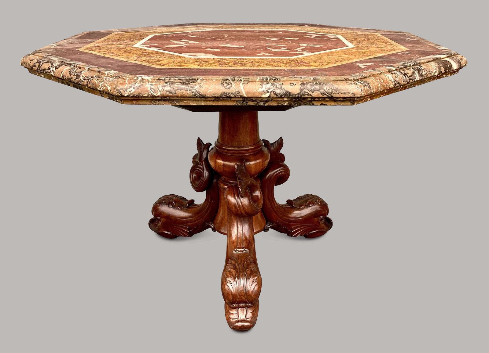 Magnificent C19th Large Walnut And Specimen Marble Centre Table photo vinterior