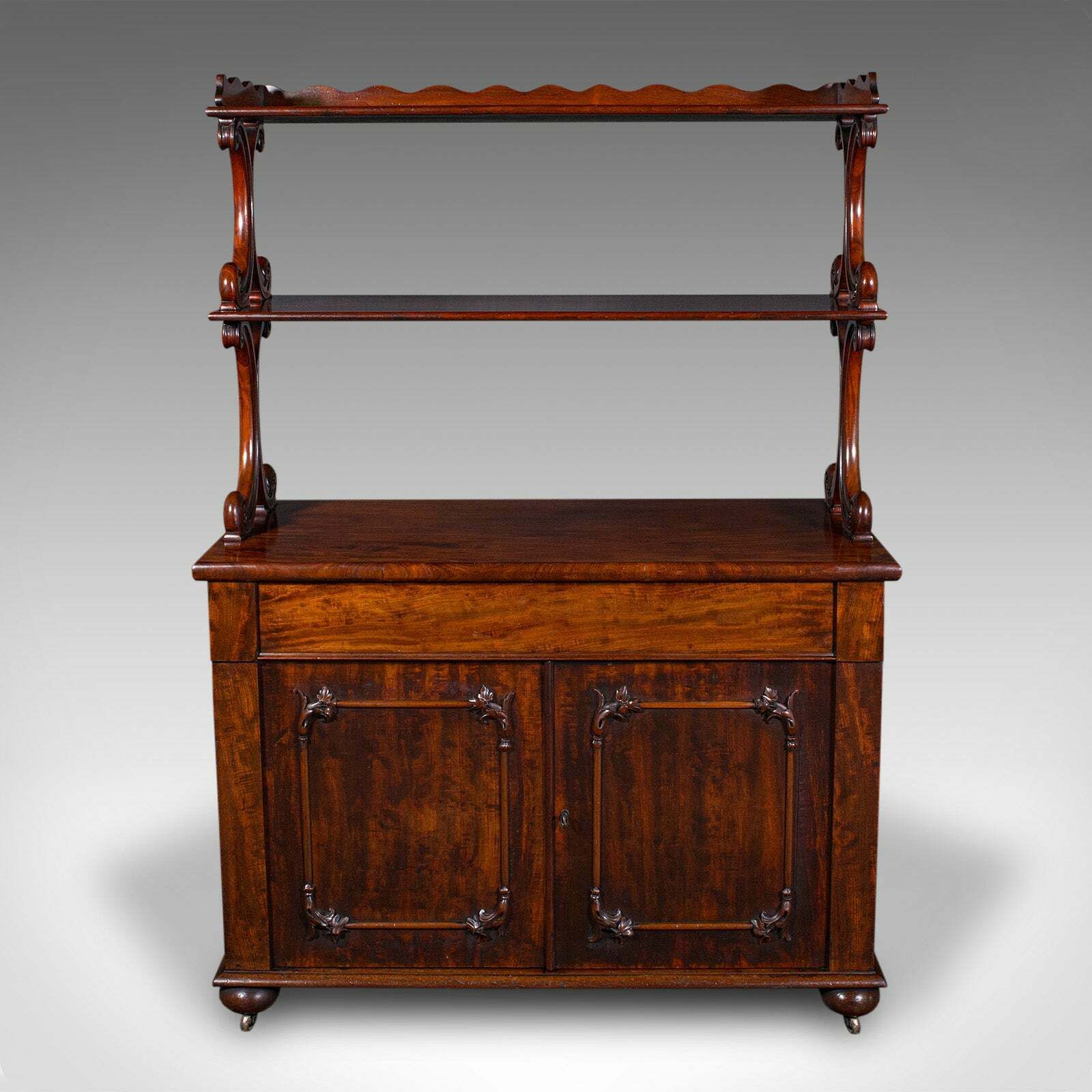 Large Antique Buffet Server, English, Side Cabinet, Display Whatnot, Victorian photo furniture