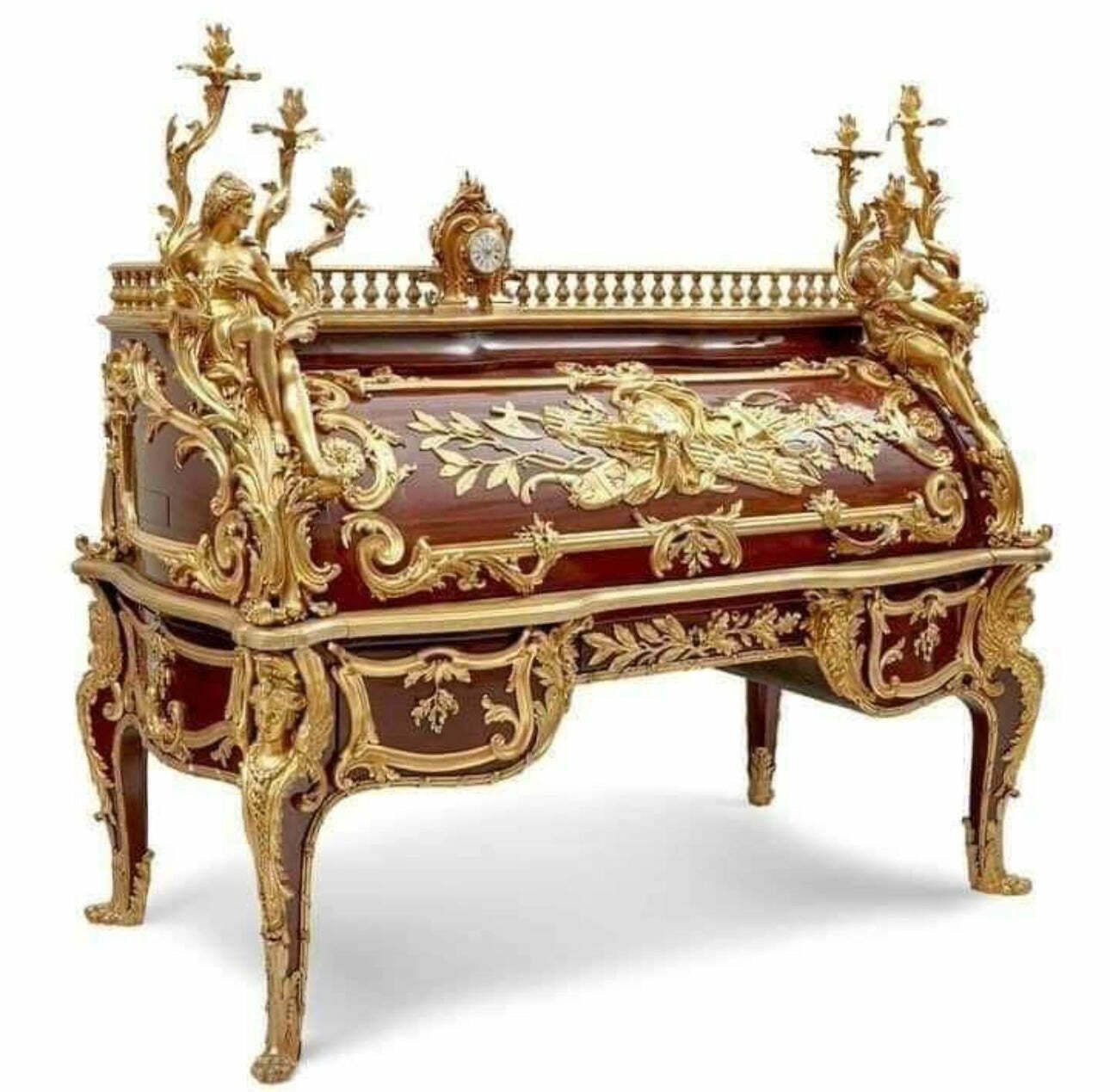 Linke Style, Bronze Mounted French Antique Bureau