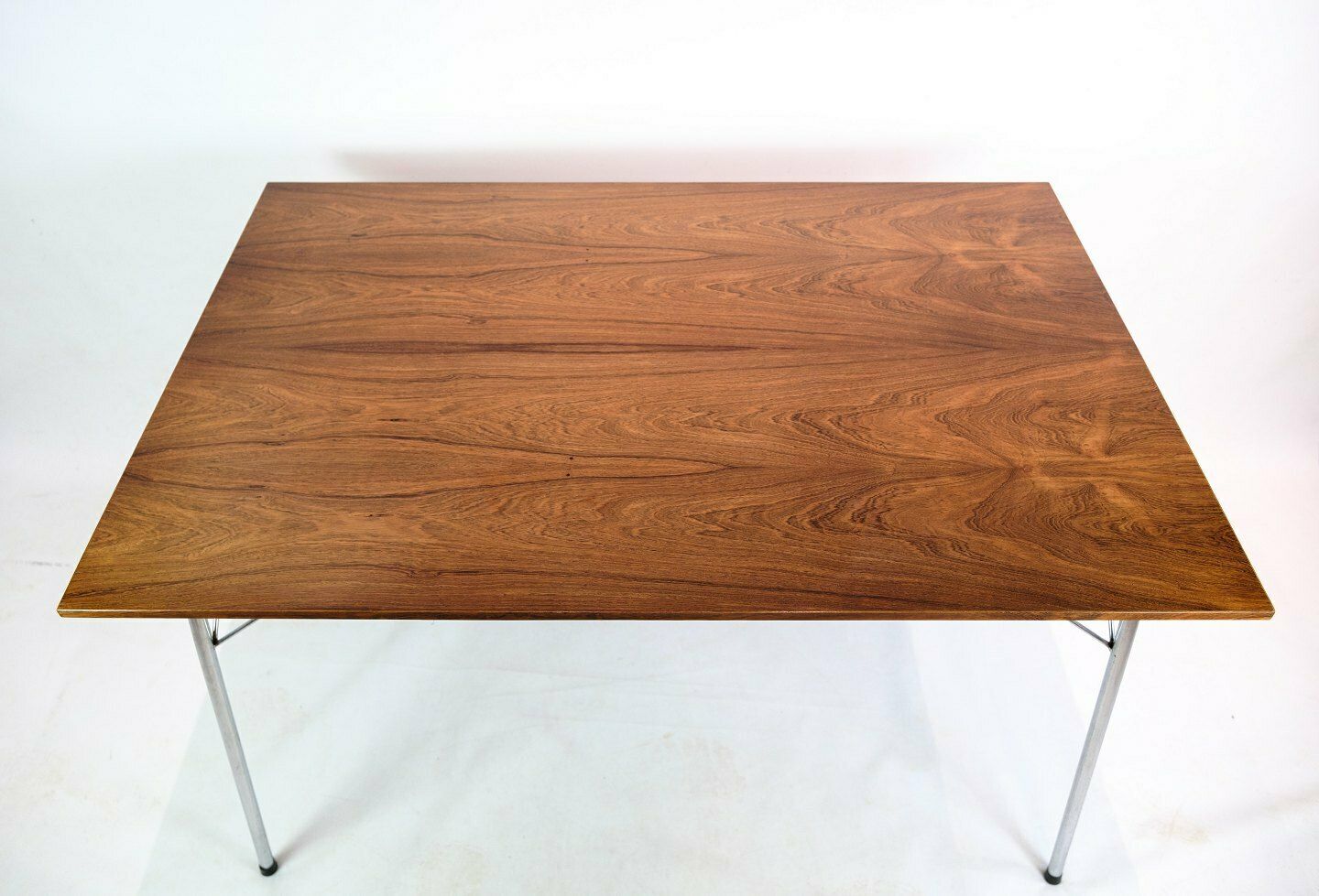 Dining Table In Rosewood & Chromed Steel Frame By Arne Jacobsen For Fritz Hansen From 1960s photo furniture
