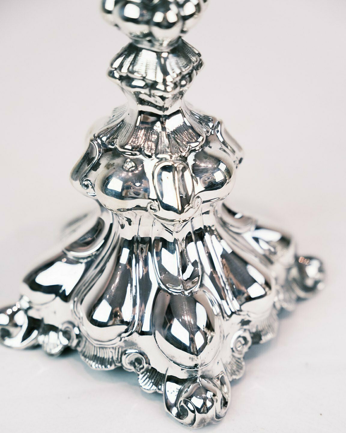 Set Of 2 Rococo Shaped Candlesticks In Real Silver 830 Sterling Silver From 1920s photo 960.0