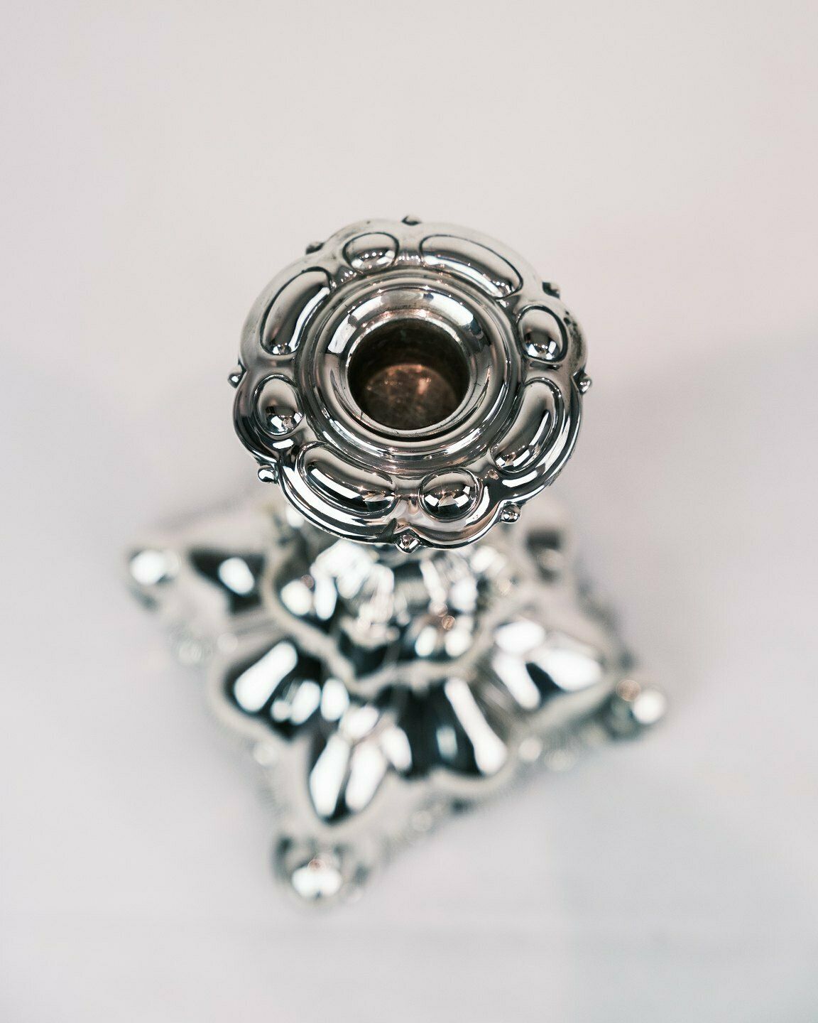 Set Of 2 Rococo Shaped Candlesticks In Real Silver 830 Sterling Silver From 1920s photo buy