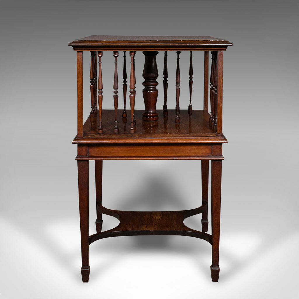 Antique Revolving Bookcase, English, Walnut, Rotating Novel Library, Edwardian photo for sale