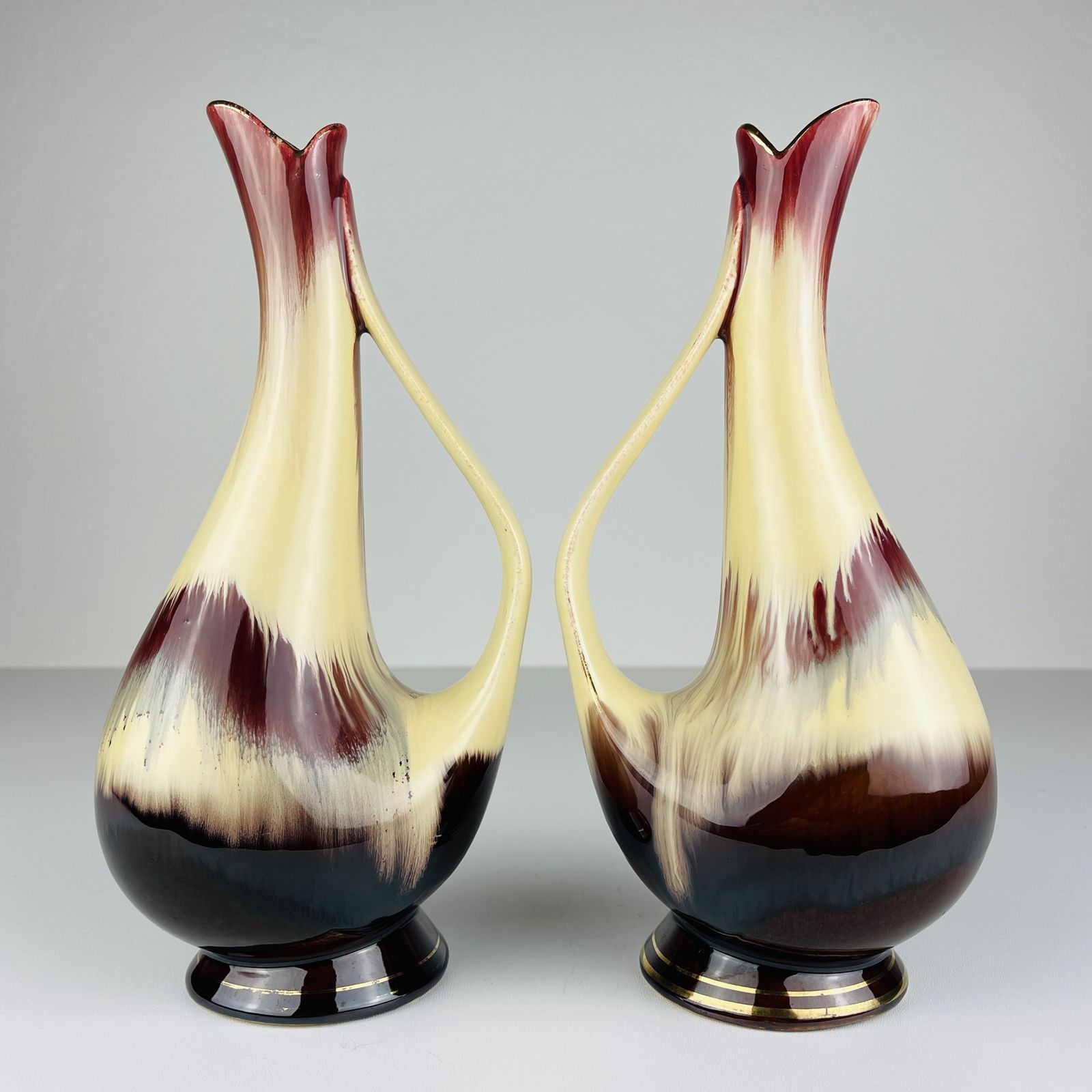Mid Century Ceramic Vases By Bay Keramik, West Germany, 1960s, Set Of 2 photo vintage