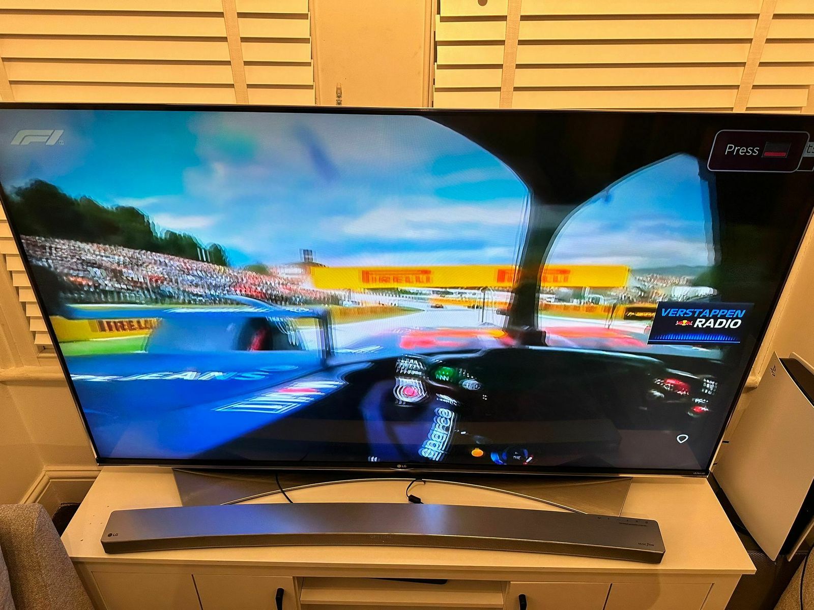 65" Lg Tv With Sound Bar (Foc Tv Stand) photo for sale