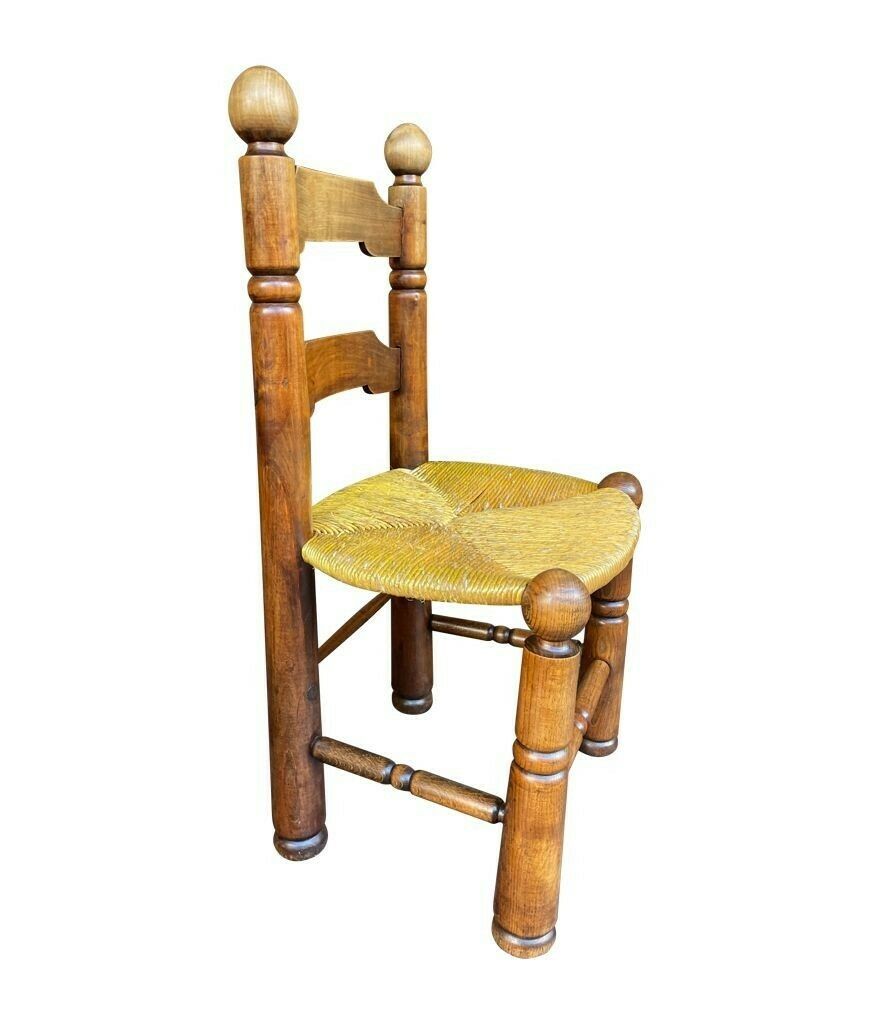A Set Of Four 1940s Oak And Woven Rope Seat Chairs By Charles Dudouyt photo Furniture