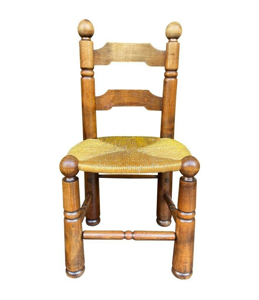 A Set Of Four 1940s Oak And Woven Rope Seat Chairs By Charles Dudouyt photo 1950.0