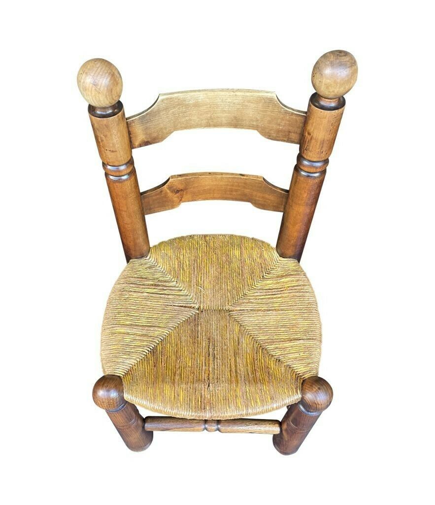 A Set Of Four 1940s Oak And Woven Rope Seat Chairs By Charles Dudouyt photo buy
